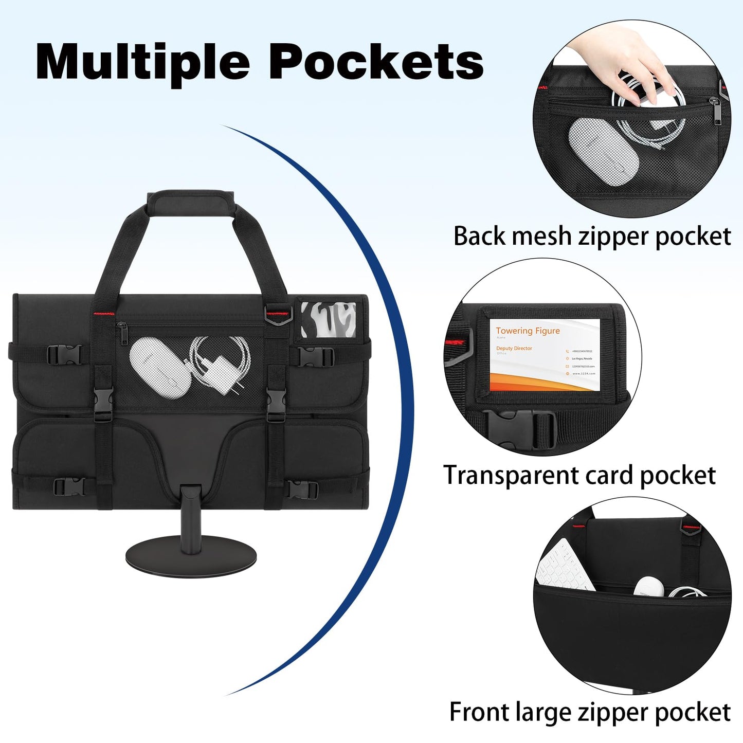 Monitor Carrying Case, Monitor Travel Case for 27" LCD Screens and Monitors, Protective Monitor Bag Computer Monitor Dust Covers with Padded Velvet Lining & Adjustable Shoulder Strap