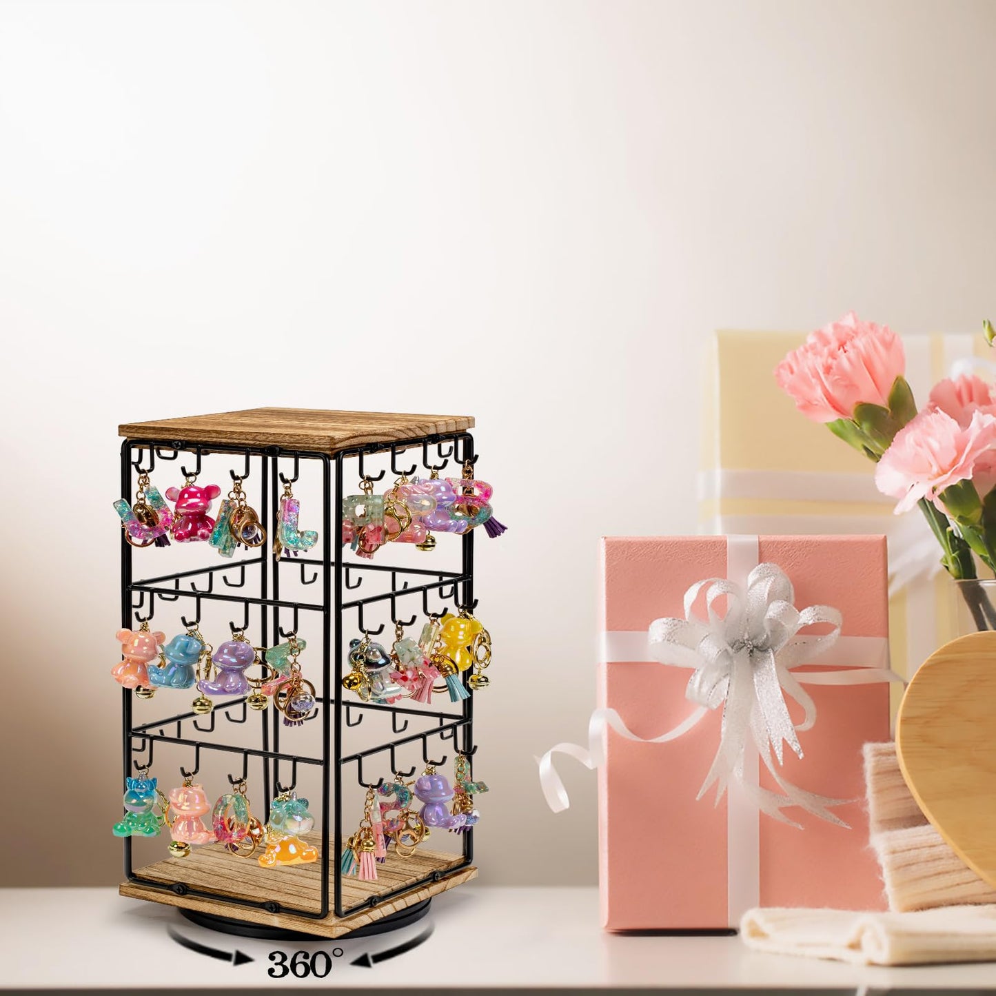 Yoimori 360 Rotating Earring Display Stands for Selling, Earring Rack Display Holder Organizer Stand, Jewelry Display for Vendors Selling Earring Cards, Necklaces, Bracelets, Hair Accessories