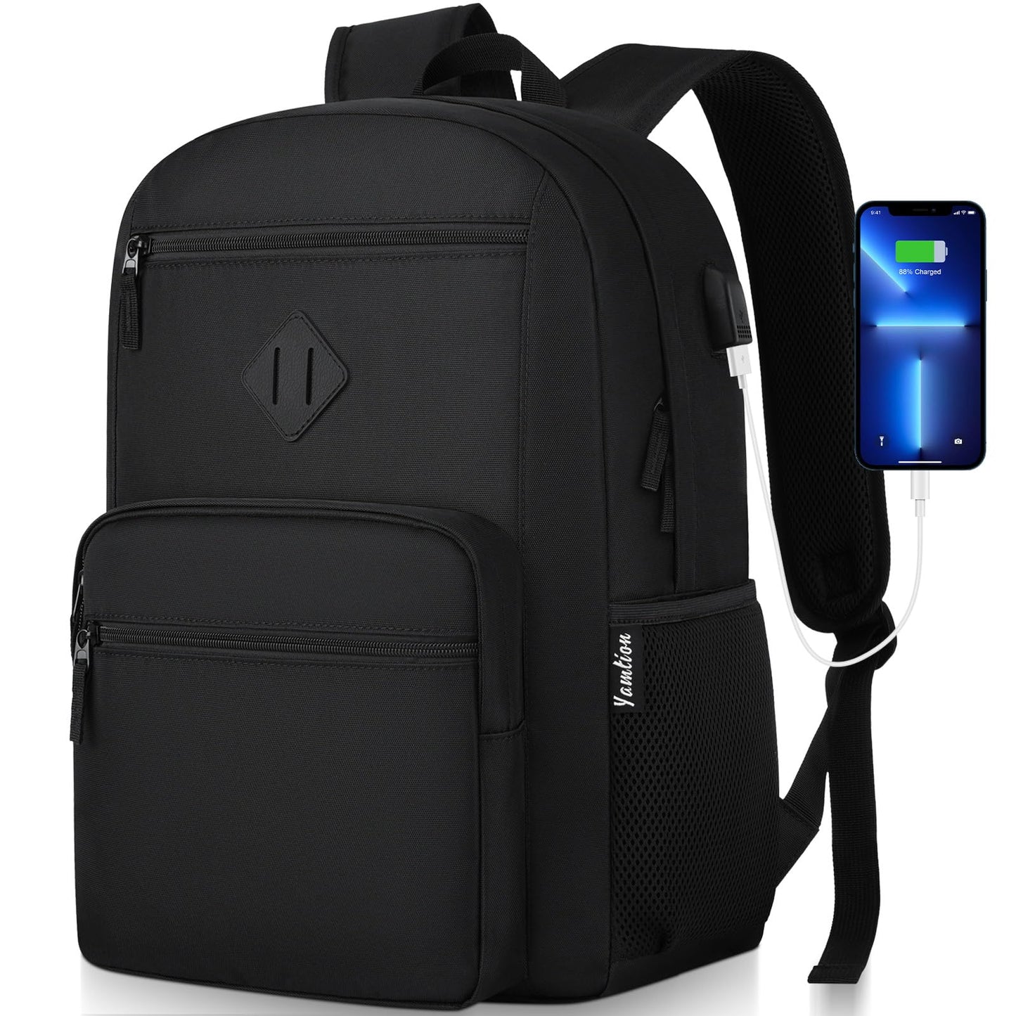 Black Backpack,School Bookbag for Teens and Adults Schoolbag Fits 17.3 Inch Laptop Lightweight College Backpack for Daily Commute School
