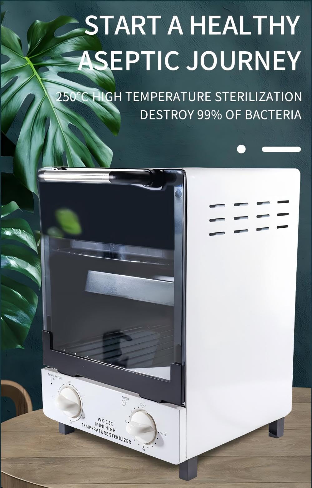 Sterilizer for Nail Tools, 12L Multifunctional High Temperature Cleaning Dry Box Stainless Steel with Temp Control, Timer, 2 Stainless Trays, Tweezer Sterilizer, Nail Salon Equipment
