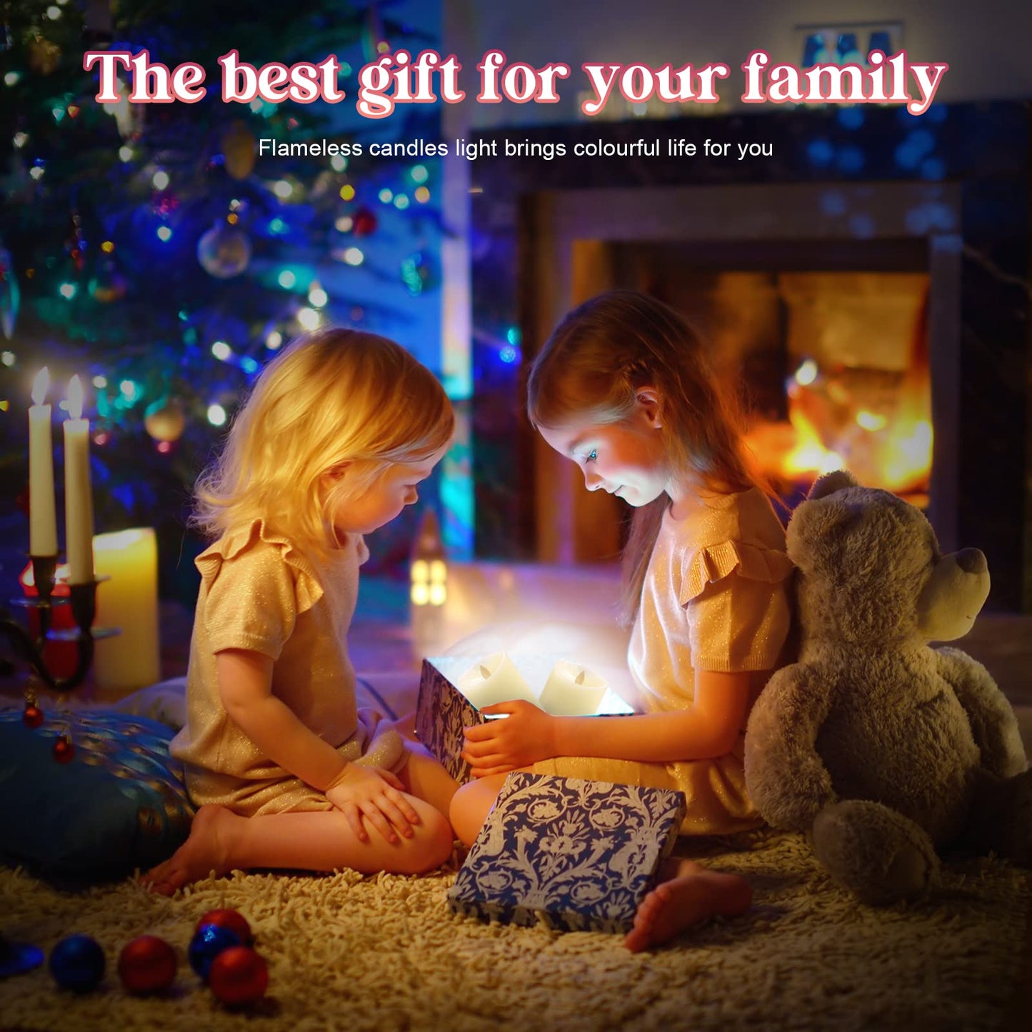 Rechargeable Candles Flickering with Remote,LUXONIC Flameless Candles Built-in Rechargeable Battery,RGB&Warm White Real Wax LED Candles for Home Decoration,Christmas,Party