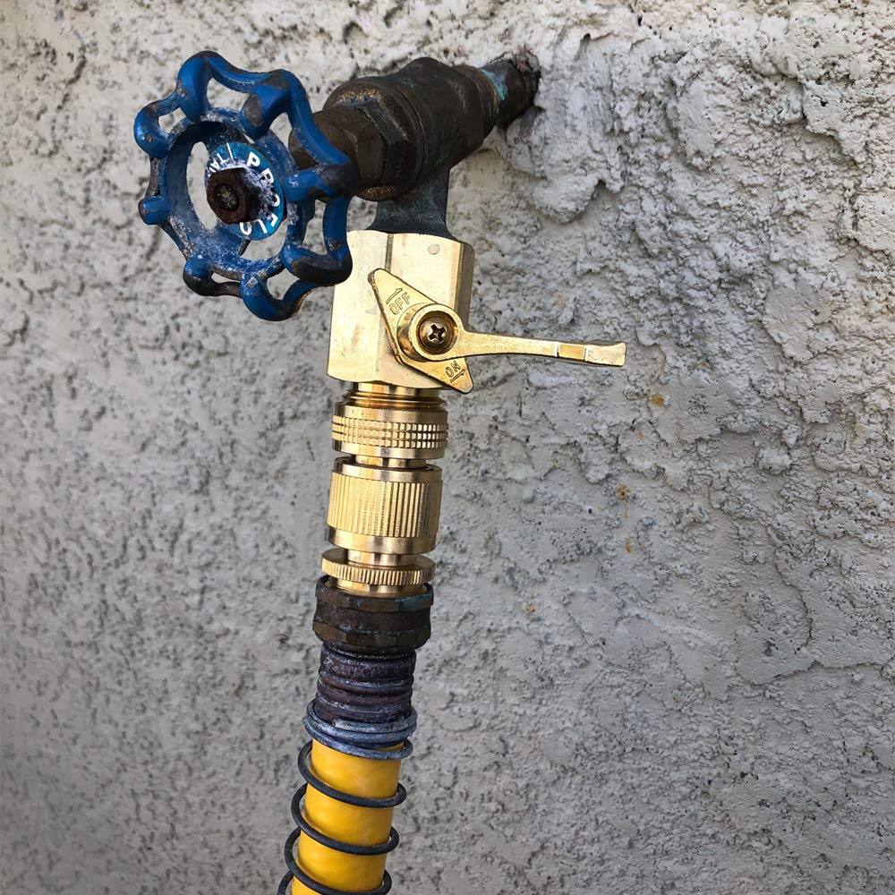 HQMPC Garden Hose Quick Connector - ¾ Inch GHT Brass Easy Connect Water Hose Fittings - Quick Connect Garden Hose Connectors (3 Sets)