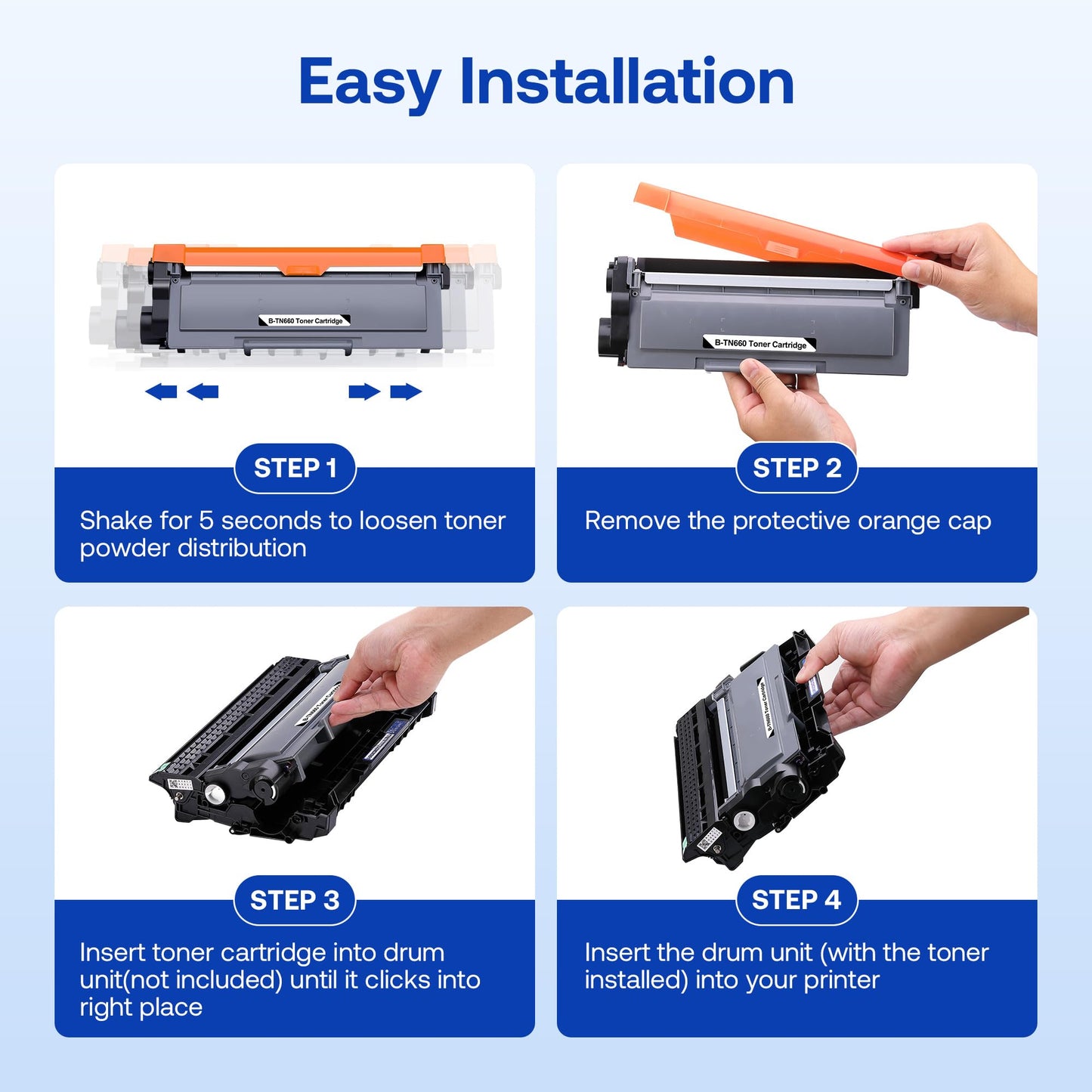 NYNYG TN660 Toner Cartridges Replacement for Brother TN660 TN630 Compatible for HL-L2380DW HL-L2320D HL-L2340DW DCP-L2540DW MFC-L2700DW MFC-L2720DW Printer (Black, 4 Pack)