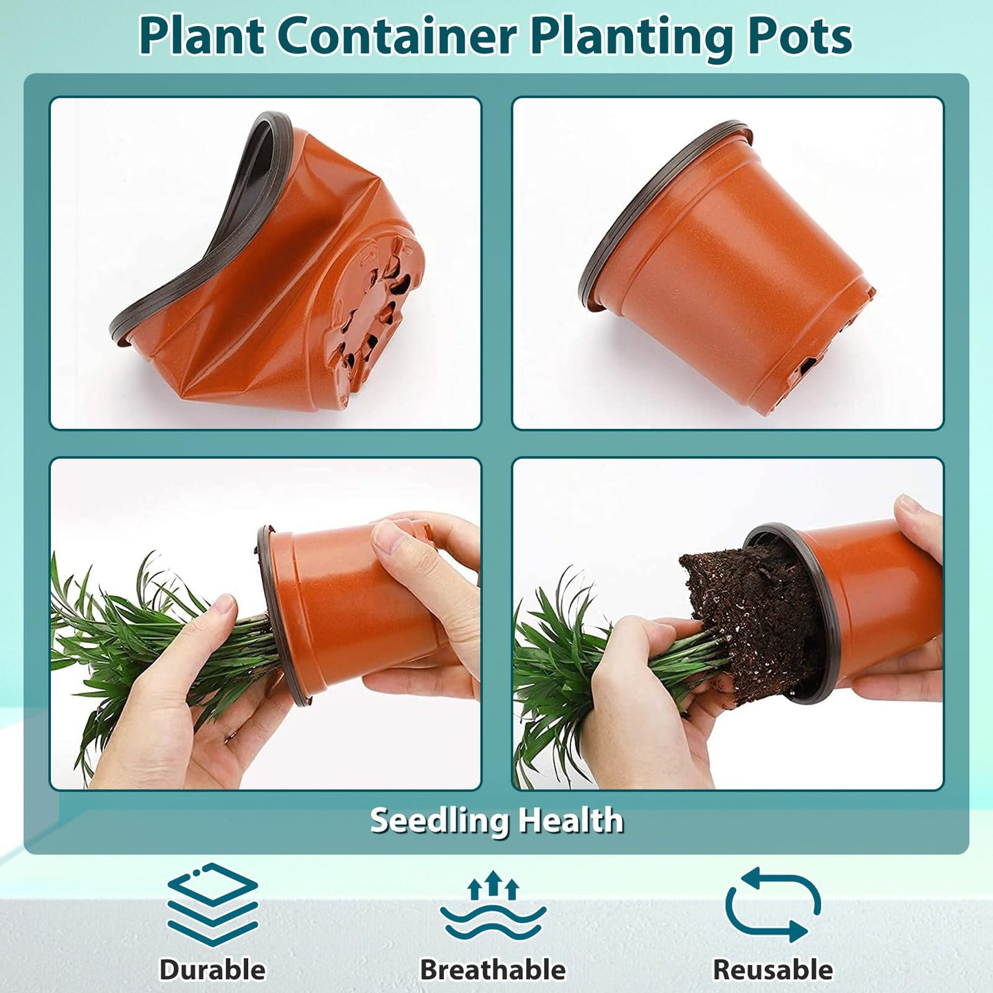 BOGI 110 Pack 6" Plastic Plant Nursery Pots Come with 110 Pcs Plant Labels, Seedling Flower Plant Container and Seed Starting Pots … (Red, 6 inch)