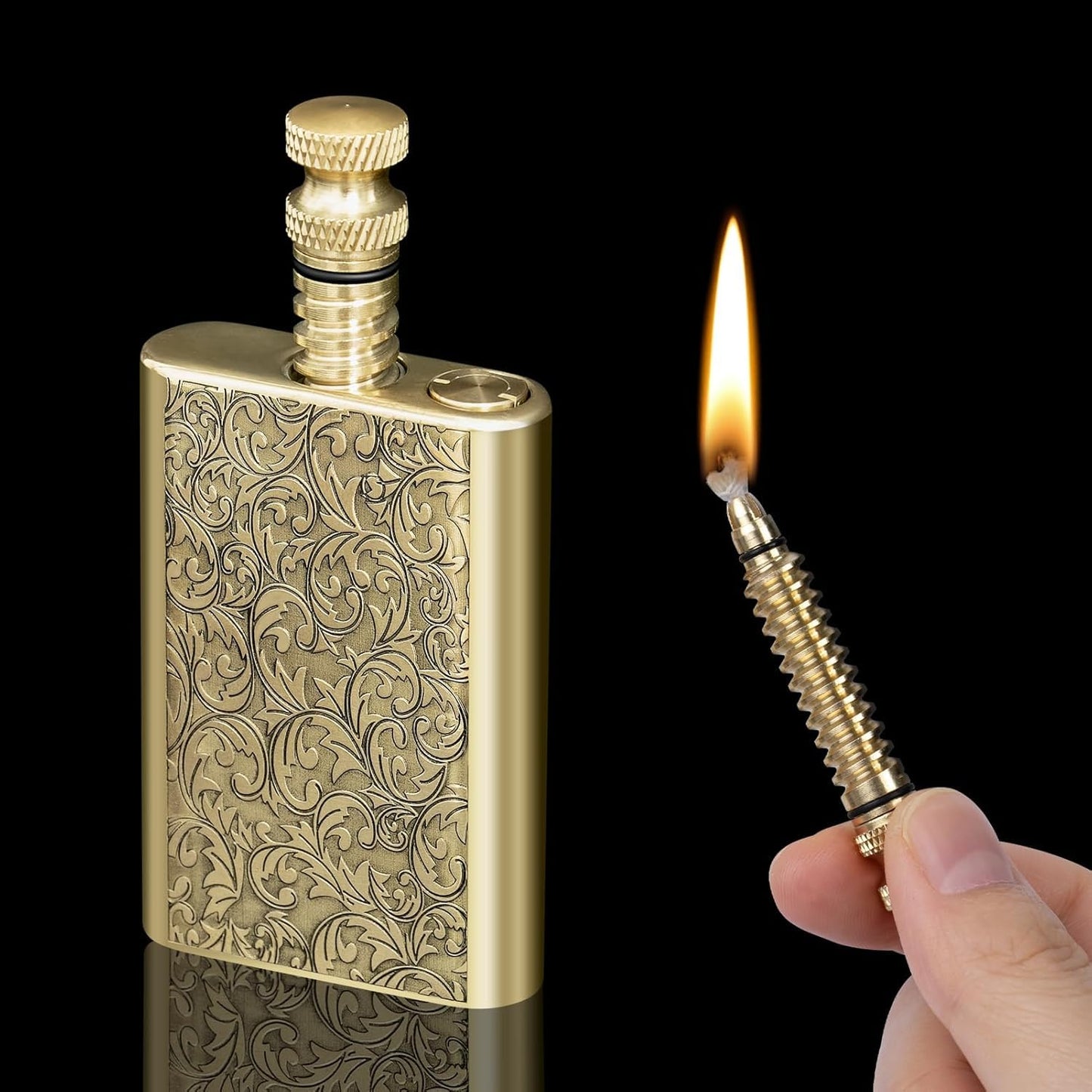 Vintage Lighter Permanent Match, Cool Lighter Fluid Refillable, Brass Trench Lighters, Creative Auto Fire Starter, EDC Reusable Infinite Matches, Unique Birthday Gift for Dad Men Fathers Day