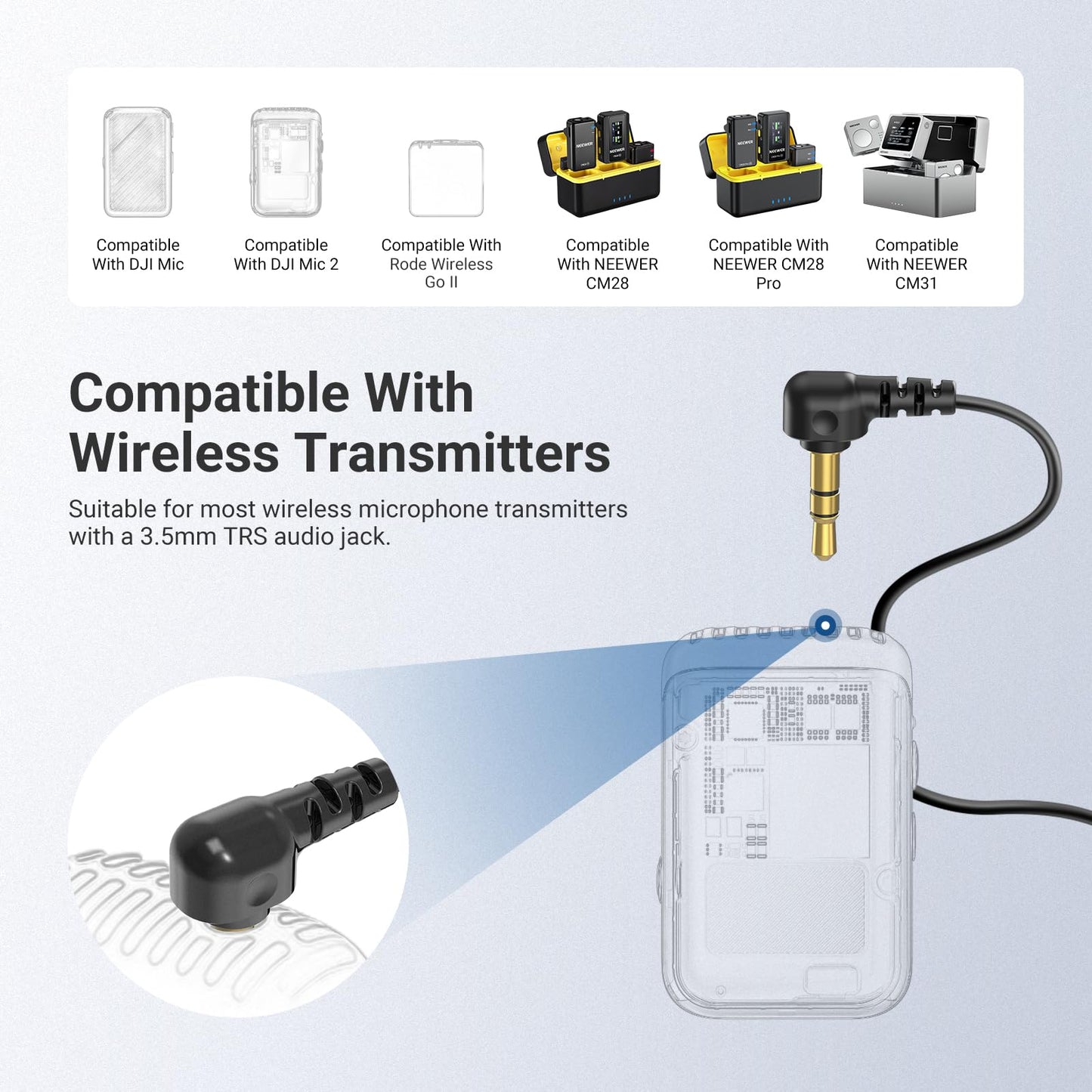 NEEWER ø9.7mm Lavalier Microphone (2 Pack), 3.5mm TRS Clip On Lapel Wired Omnidirectional Condenser Lav Mic with 1.5m Cable & Windscreen for Video Recording, Vlogging, Filming, LM10