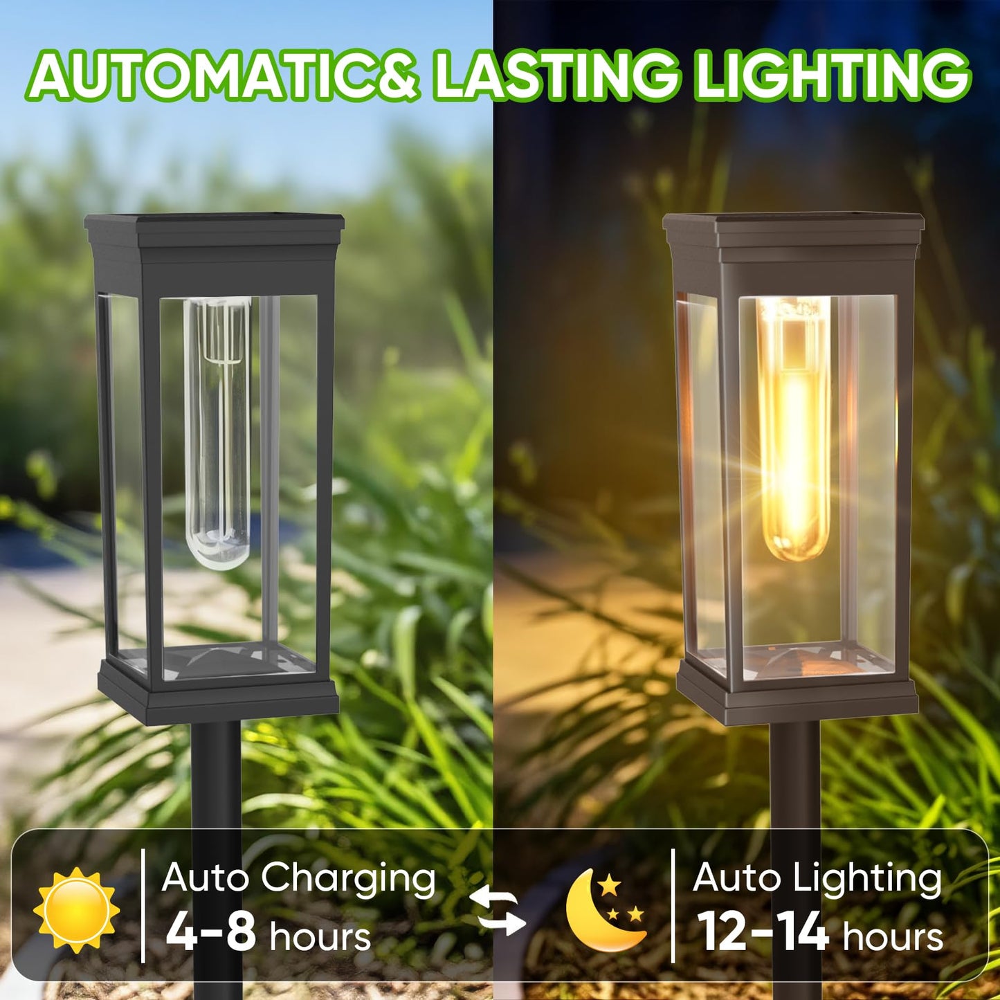 8 Pack Solar Pathway Lights Outdoor,Waterproof Brighter Solar Outdoor Lights,Auto On/Off Solar Lights Outdoor Garden,Outdoor Solar Lights for Walkway Driveway Garden