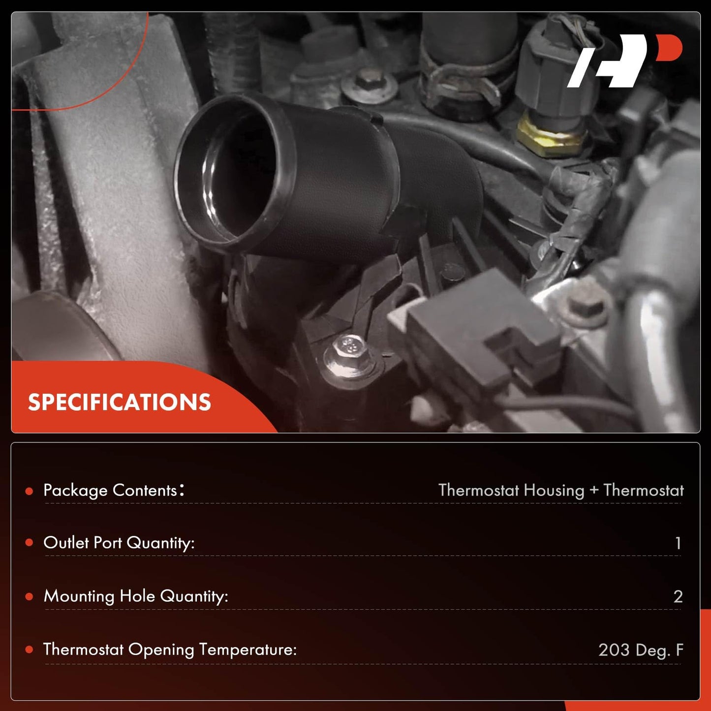 A-Premium Engine Coolant Thermostat Housing Assembly with O-ring Compatible with Jeep Grand Cherokee 2011-2015, Wrangler 2012-2017, Wrangler JK 2018 & Dodge Durango 2011-2015, 3.6L