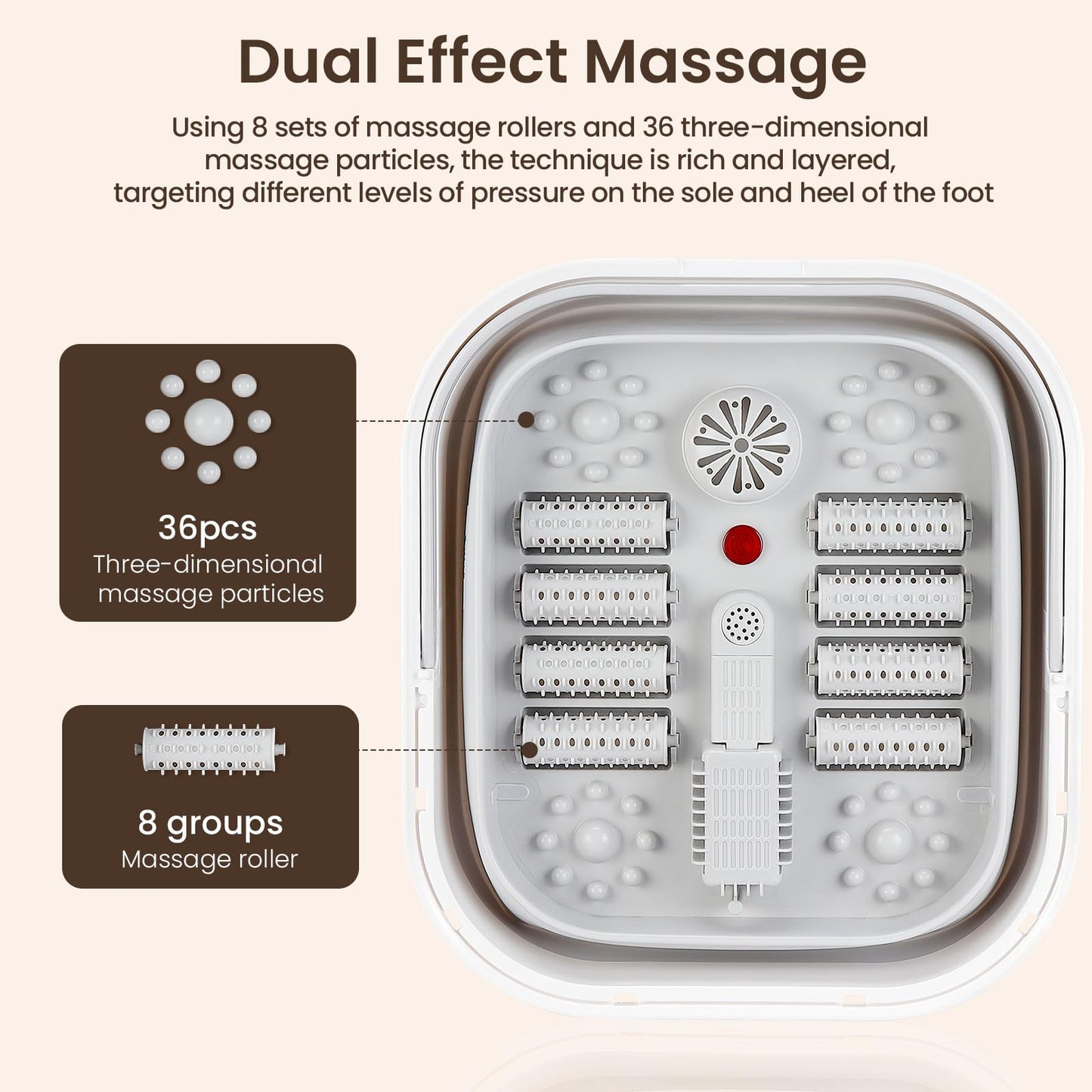 Collapsible Foot Spa Bath Massager with Heat, Foot Soaking Tub with Handles, Temperature Control, Massage Rollers, 3-8L Collapsible Bucket for Cleaning