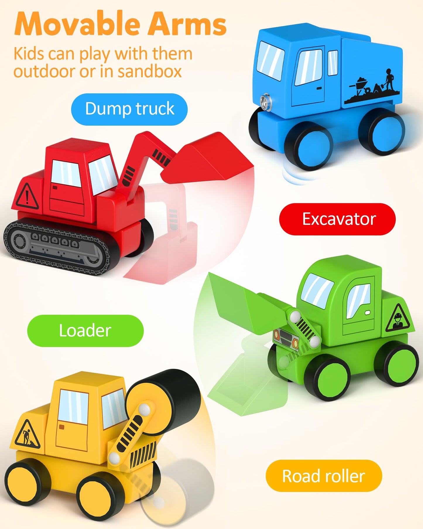 Coogam Take Apart Construction Truck Toys for Toddlers, Snap Together Engineering Car Building Block Set, STEM Fine Motor Skill Educational Montessori Toy Gift for Kids Ages 3-8