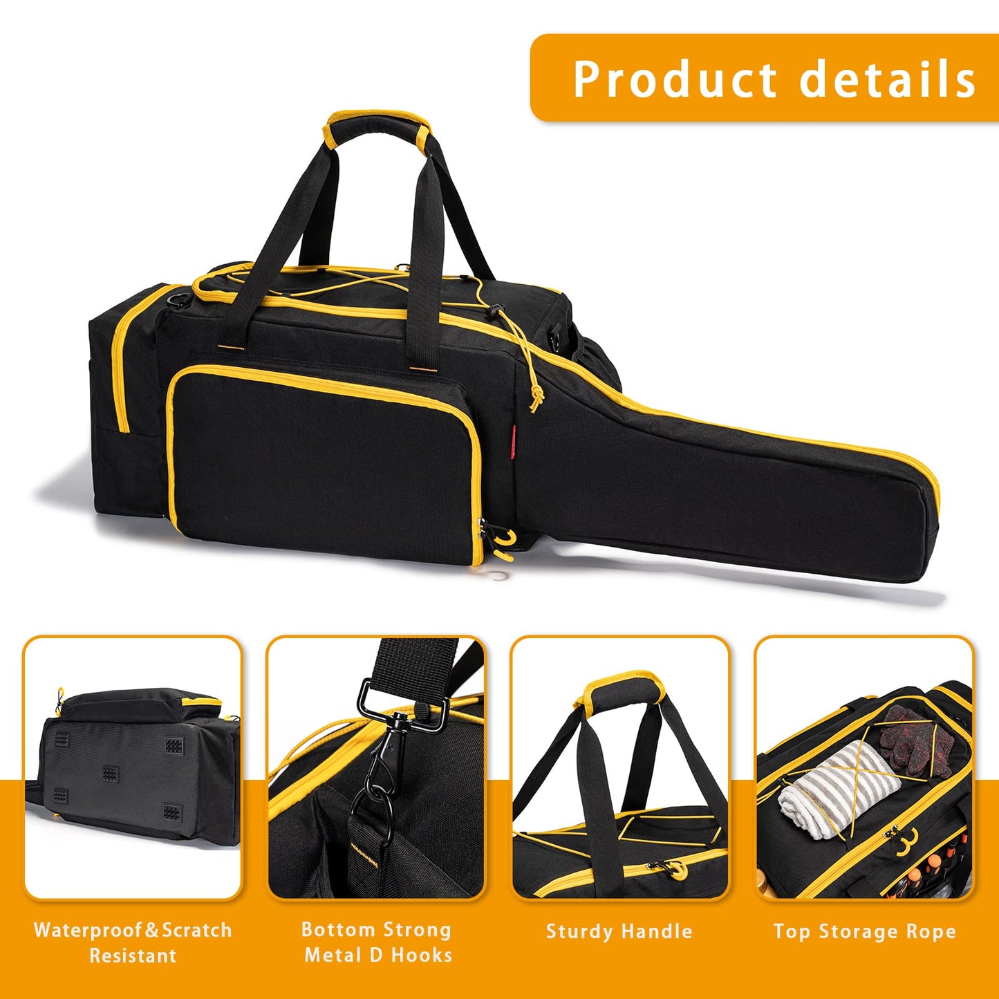 BABEYER Chainsaw Case, Durable Chainsaw Bag Compatible with Greenworks, EGO Power+, Dewalt 14''/16''/18'' Cordless Chain Saw & Accessories-Black