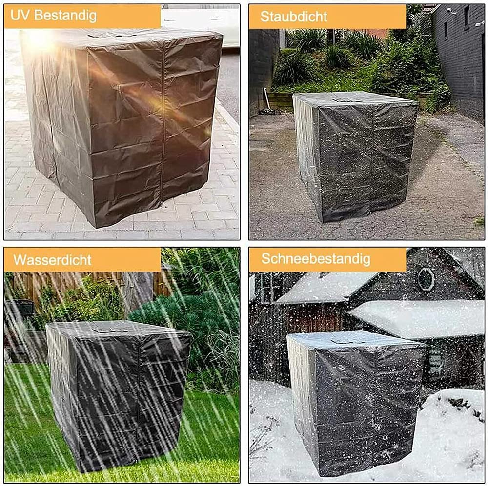 GEDEGOOK IBC Tote Cover, 275 Gallon 1000L Water Tank Cover with Zipper, Waterproof, Anti-Dust, Sun Protective Cover for Water Tank, Water Barrel Cover IBC Rain Bucket Cover 116 x 100 x 120CM, Black