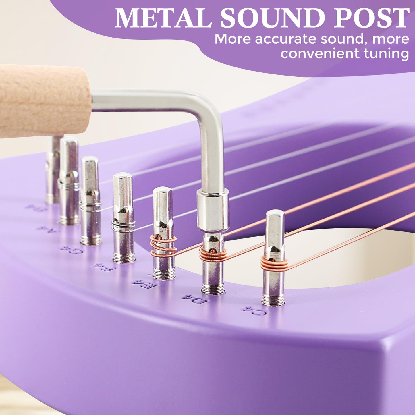 Lyre Harp VANPHY Lyre Harp 7 Strings Mahogany Body Metal String for Beginner Harps Classical Style Harp Instrument with Tuning Wrench Strings Gig Bag (Purple)