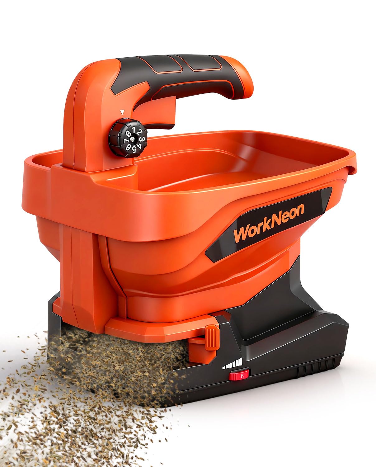 WorkNeon Electric Grass Seed Spreader, 8V Seed Spreader, Handheld Seed Spreader for Lawn, Portable Granule Spreader for Seed, Feed, Weed