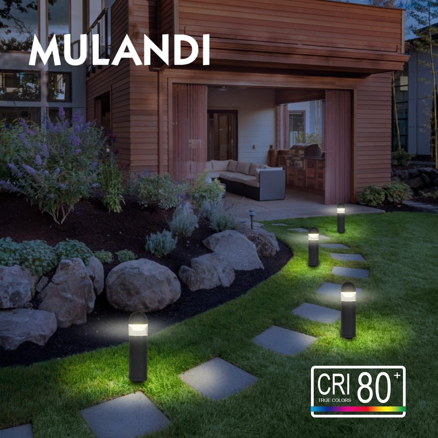 MULANDI LED Landscape Bollard Pathway Light, 2W, DC 12V Low Voltage Path Lighting Outdoor Waterproof, Die-Casted Aluminum Housing for Garden Light, 3000K Warm White Pack of 2
