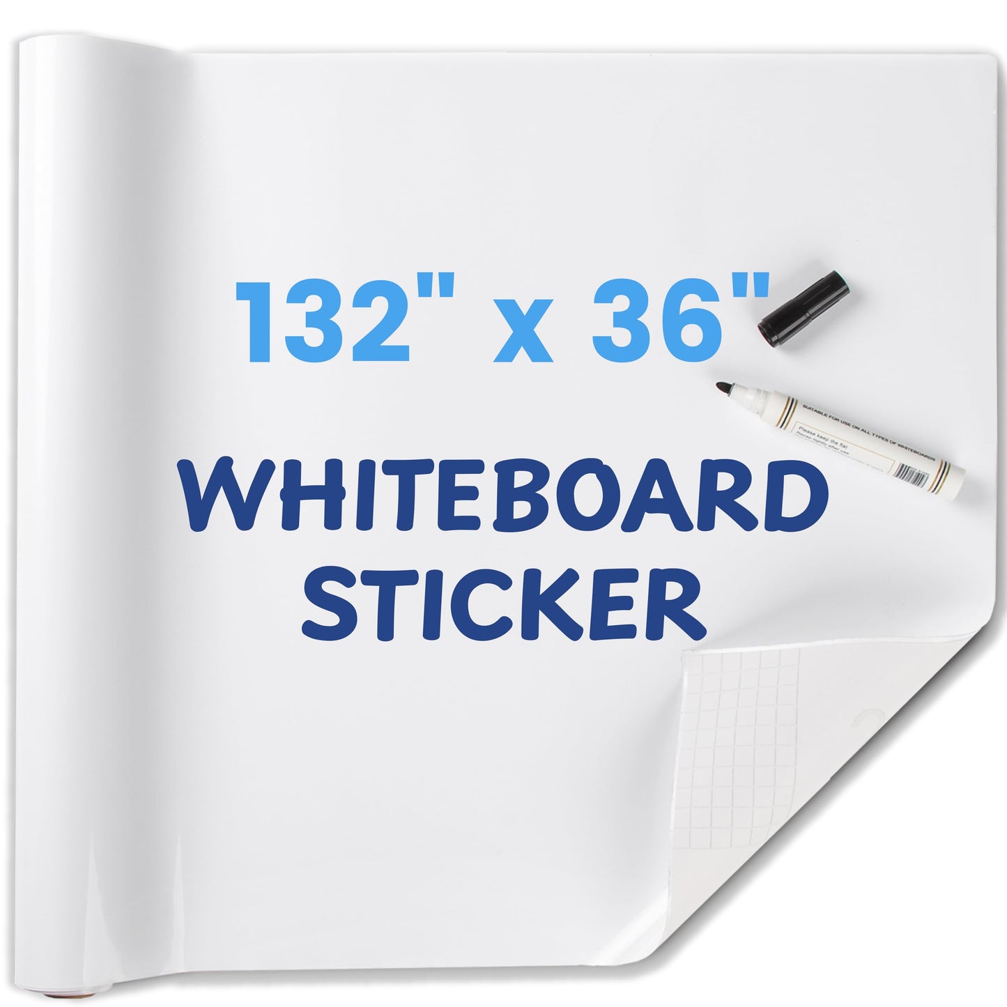 HeatPomelo Whiteboard Sticker for Wall, 132" x 36" (330x90 cm) No Ghosting Peel and Stick Dry Erase White Board Roll, Stain-Proof Self-Adhesive Whiteboard Wallpaper Ideal for Home Office Classroom