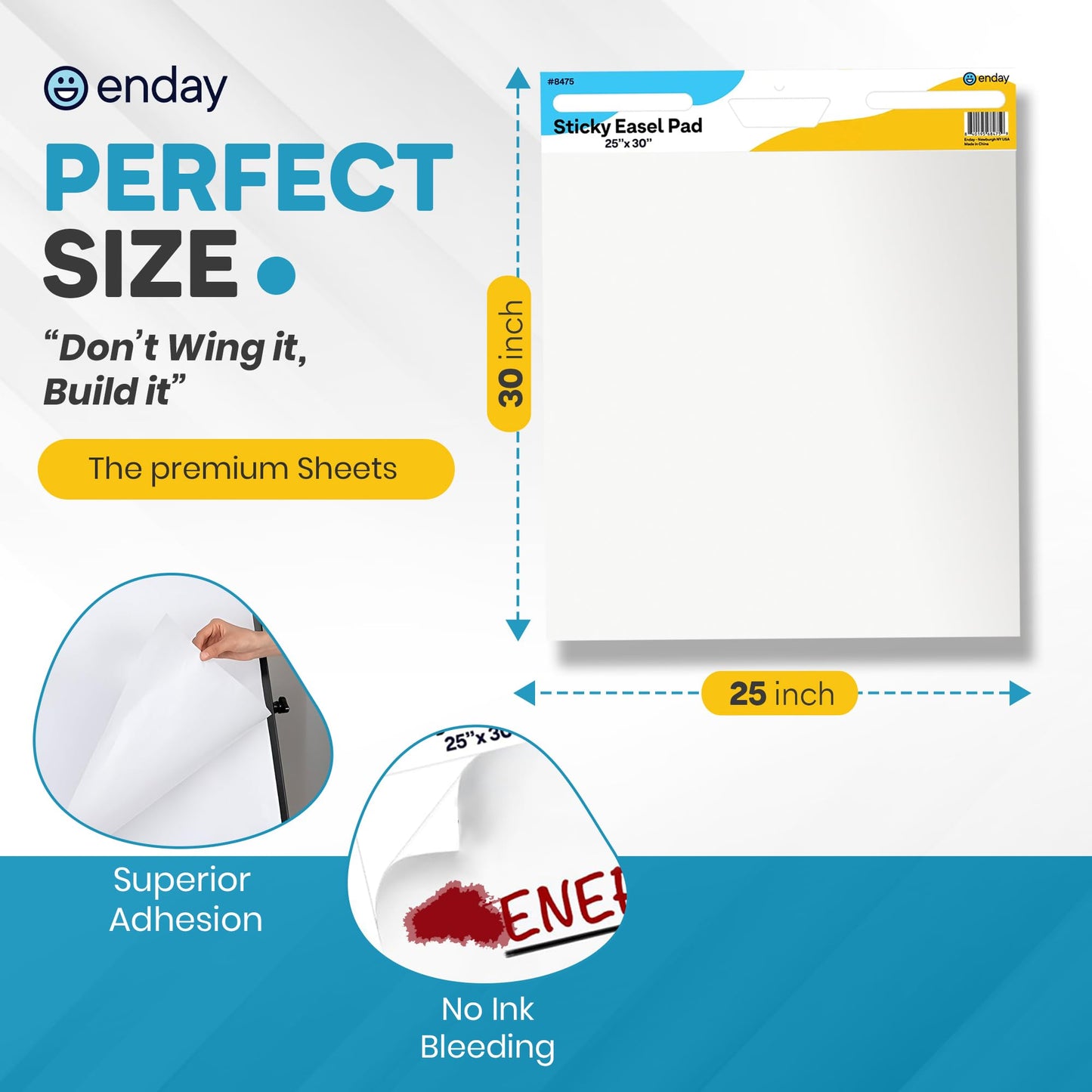 Enday Anchor Chart Paper 25"x 30" (2 Pack) - Sticky Easel Pad Chart Paper for Teachers, Flip Chart Paper, 25 in x 30 in Easel Paper, Large White Easel Pads Self Sticky Chart Paper 30 Sheets Per Pad