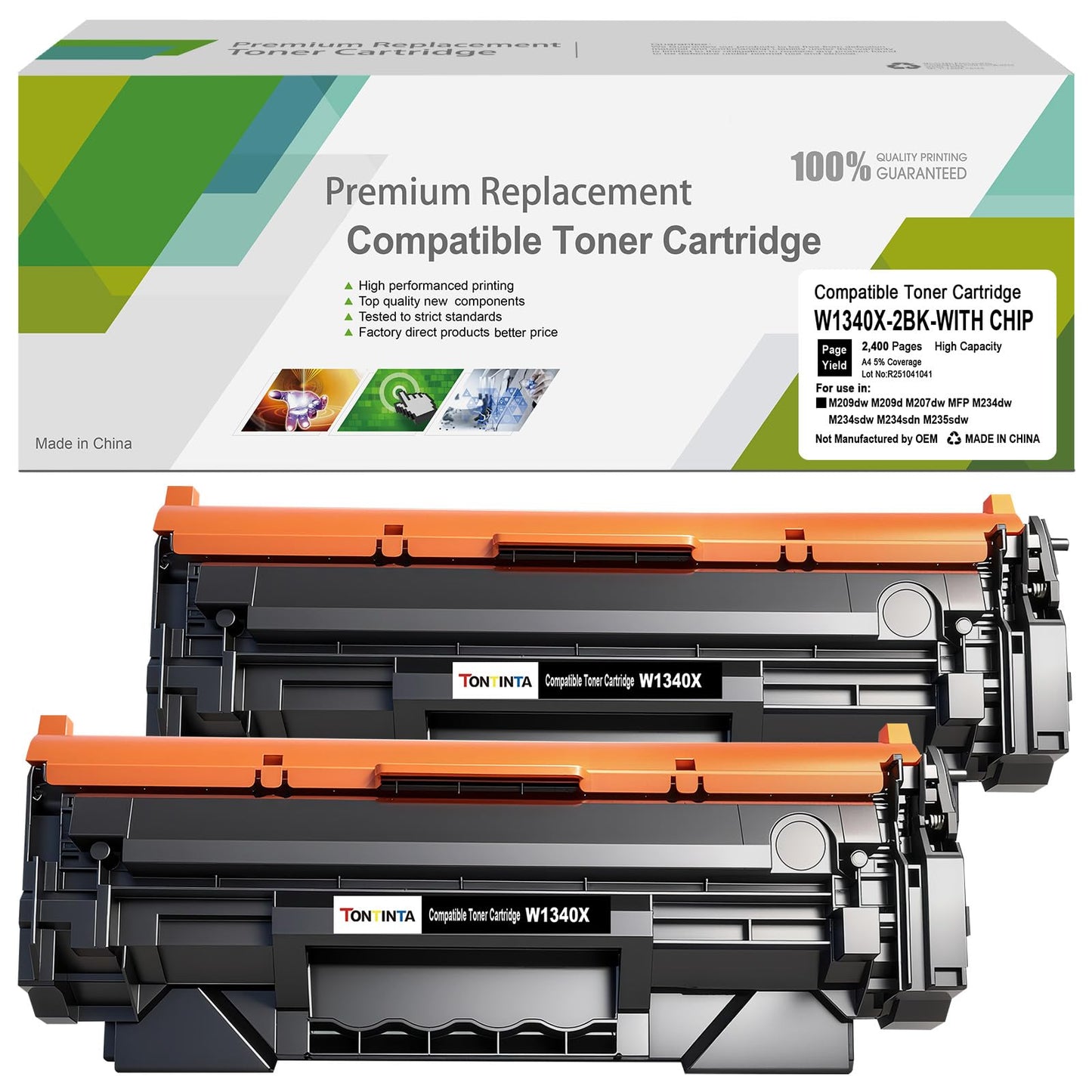 [with CHIP] 134X W1340X ( 134A W1340A ) Compatible Toner Cartridges 2 Blacks High Capacity for M209 M209dw MFP M234 M234dw M234sdw M234sdn, Not Compatible with Printers that Have an e Suffix