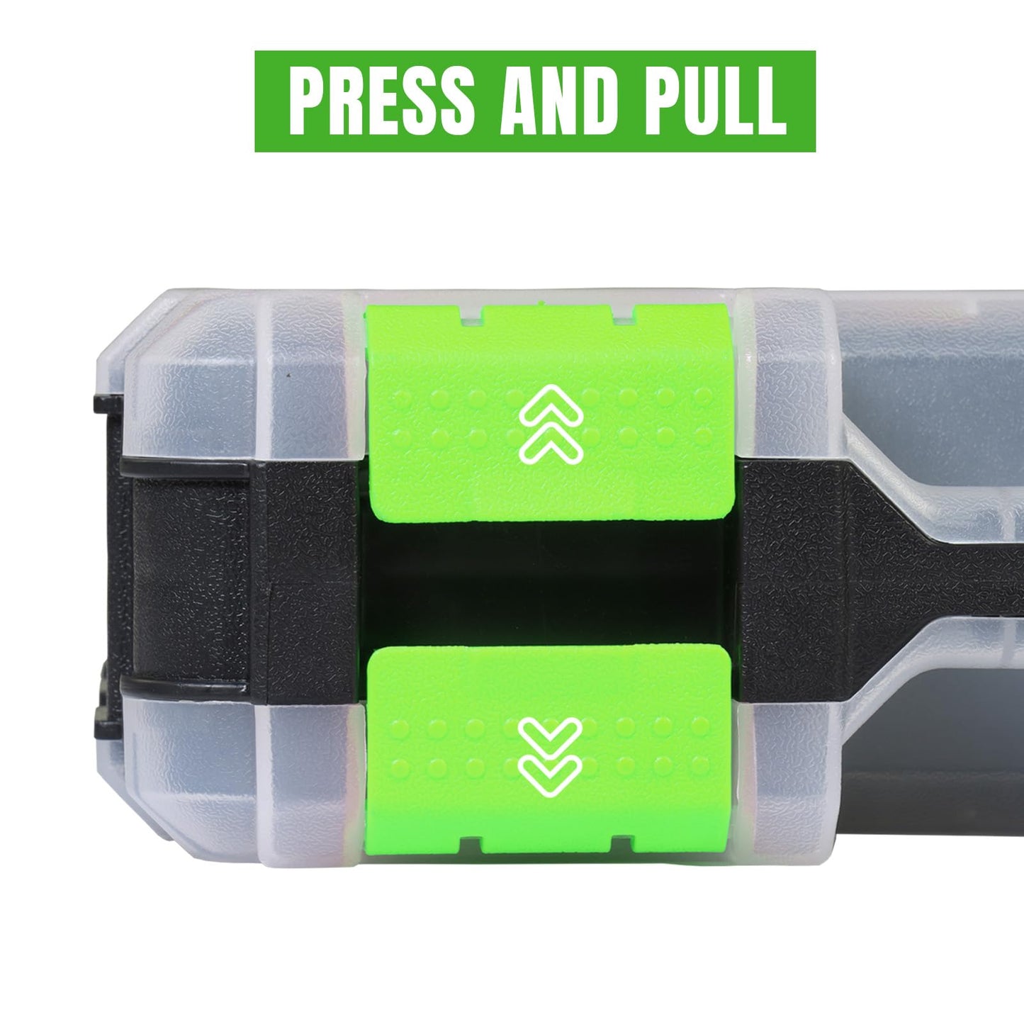 Jack Boss Tool Box with Transparent Lid, Double Side 34-Compartments Organizer Box with Removable Dividers for Hardware, Screws, Bolts, Nails, Beads, Jewelry and Fishing Accessories, Green, 2 Pack