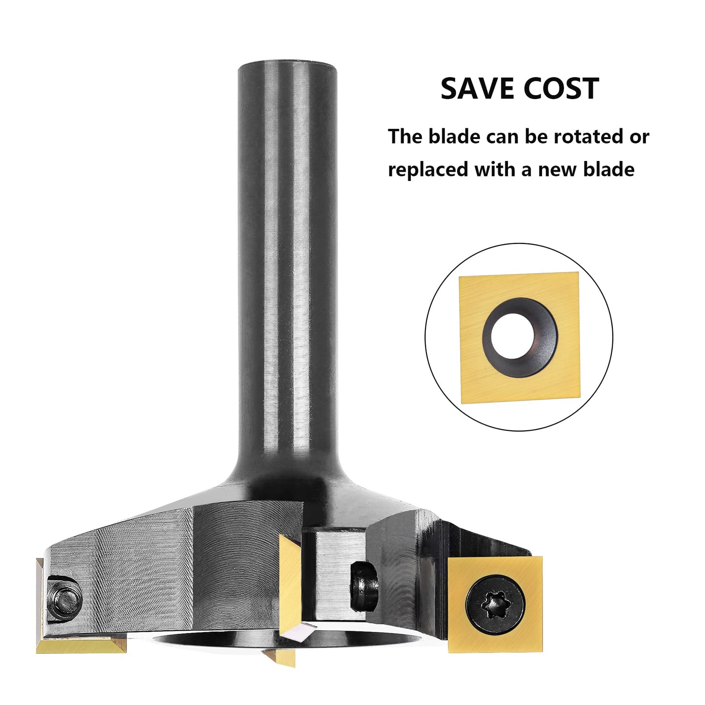 SpeTool CNC Spoilboard Surfacing Router Bit 1/2" Shank 2-1/2" Cutting Diameter,4 Wing Carbide Insert Slab Flatting Router Planer Bit Wood Planing Bit Woodworking Tools