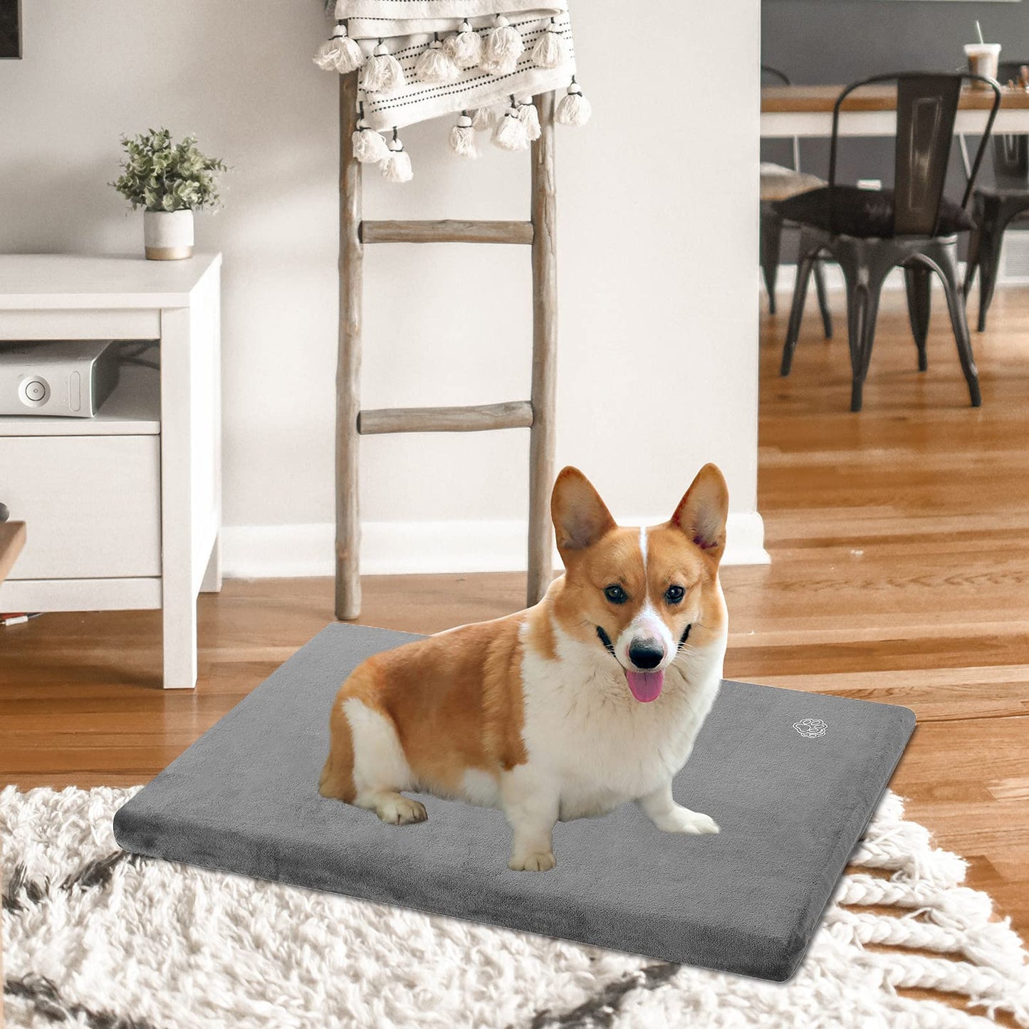 EMPSIGN Dog Bed Crate Pad Mattress Reversible (Cool & Warm), Orthopedic Dog Bed, Water Proof Linings, Removable Machine Washable Cover, Firm Support Pet Crate Bed for Small to XX-Large Dogs, Grey