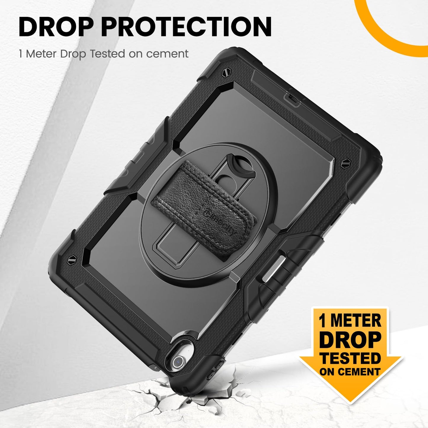 Timecity Case for iPad Air 13 Inch 2024/2025(M2/M3) with Screen Protector/360° Rotating Stand/Soft Hand Strap/Pencil Holder Should Strap Shockproof for iPad Air 13" -Black
