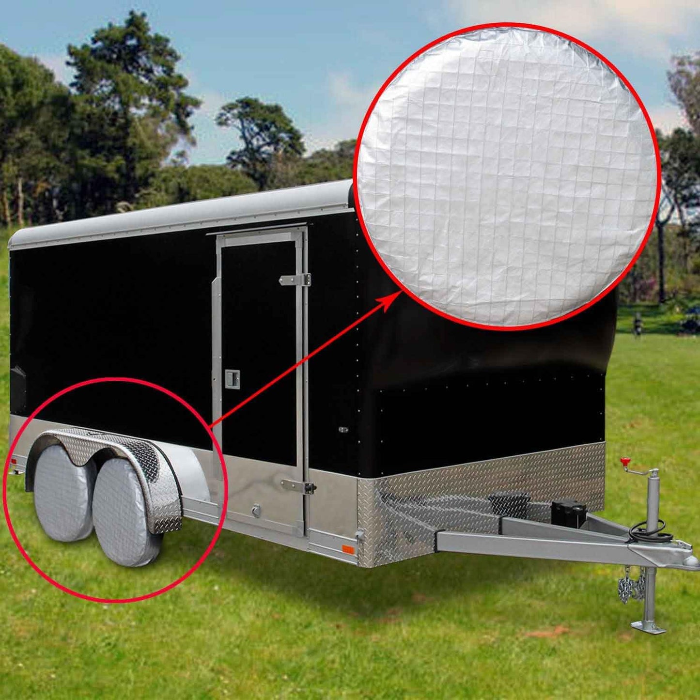 Amfor Set of 4 Tire Covers,Waterproof Aluminum Film Tire Sun Protectors,Fits 24" to 26" Tire Diameters,Weatherproof Tire Protectors