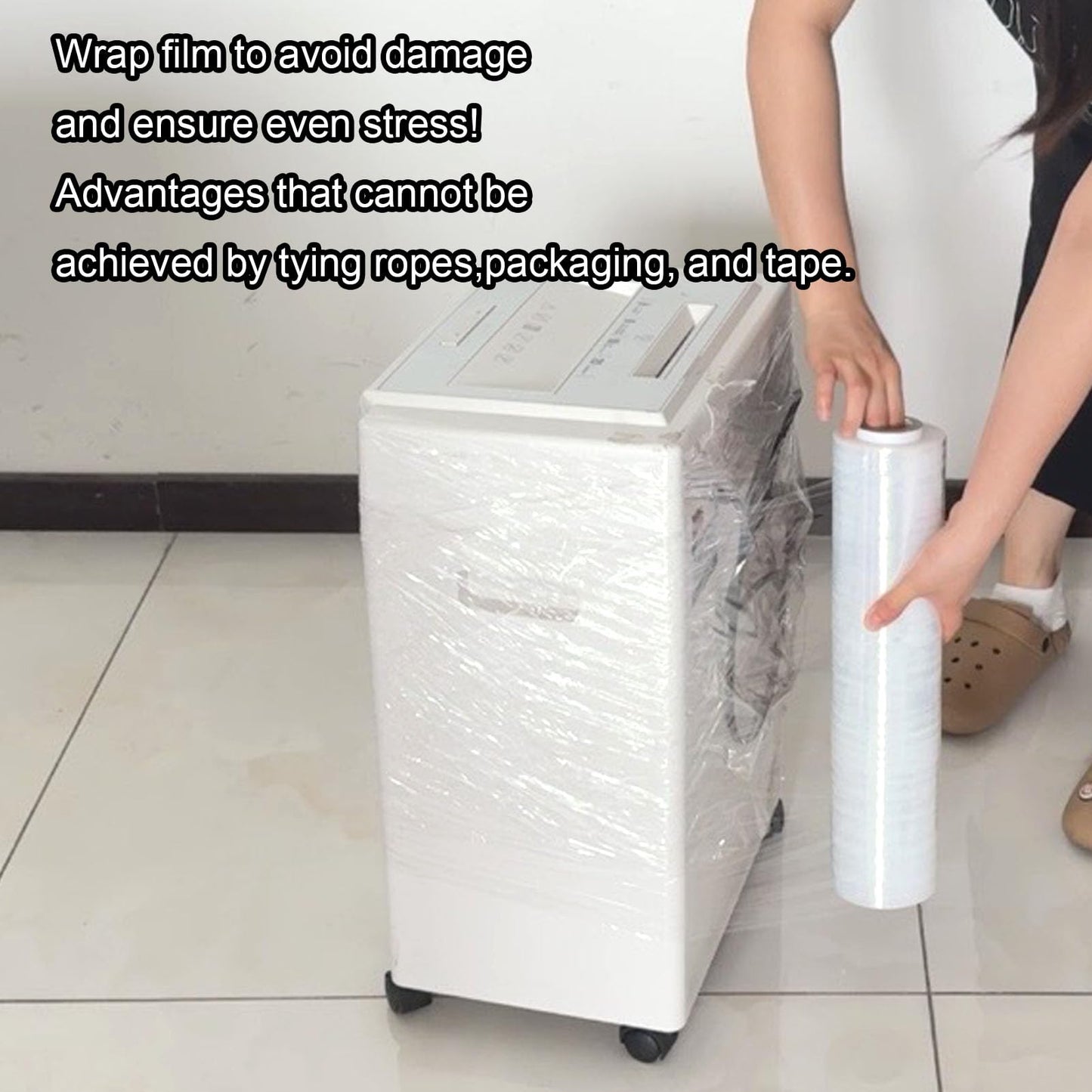 AMOGATO Stretch Film for Moving and Packaging - Strong, Residue-Free, Easy to Use with Blue Handles,60 Gauge, 2 Pack Clear 15 Inch x 1000 Feet