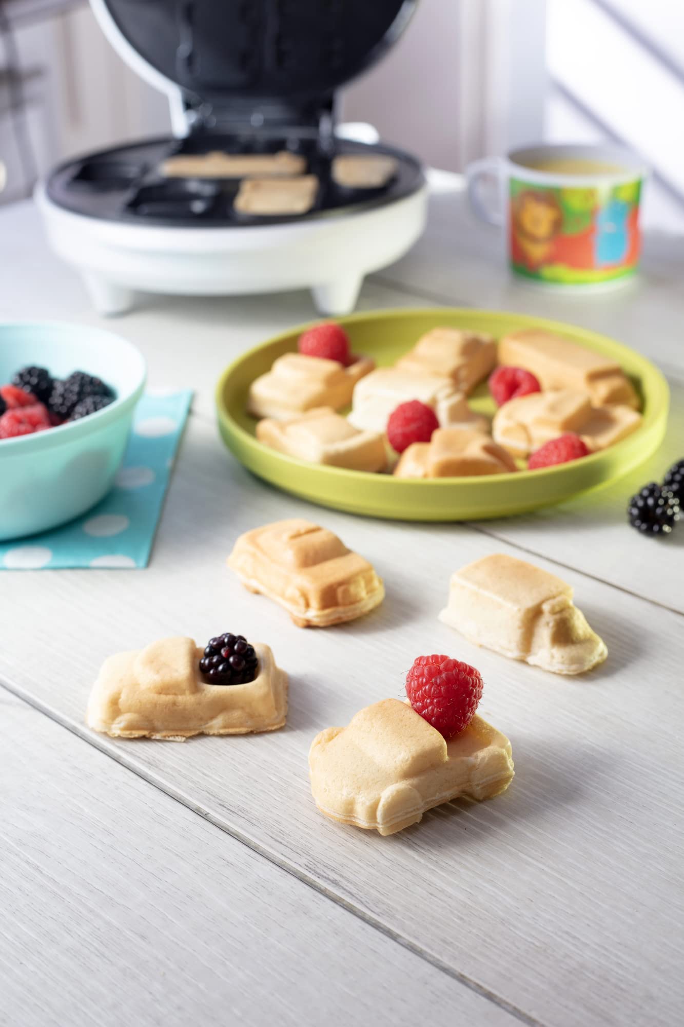 Car Mini Waffle Maker- Make 7 Fun, Different Race Cars, Trucks, and Automobile Vehicle Shaped Pancakes- Electric Waffler Iron- Non-Stick Pan Cake Baker w Recipe Guide- Cool Fathers Day Gift for Dad