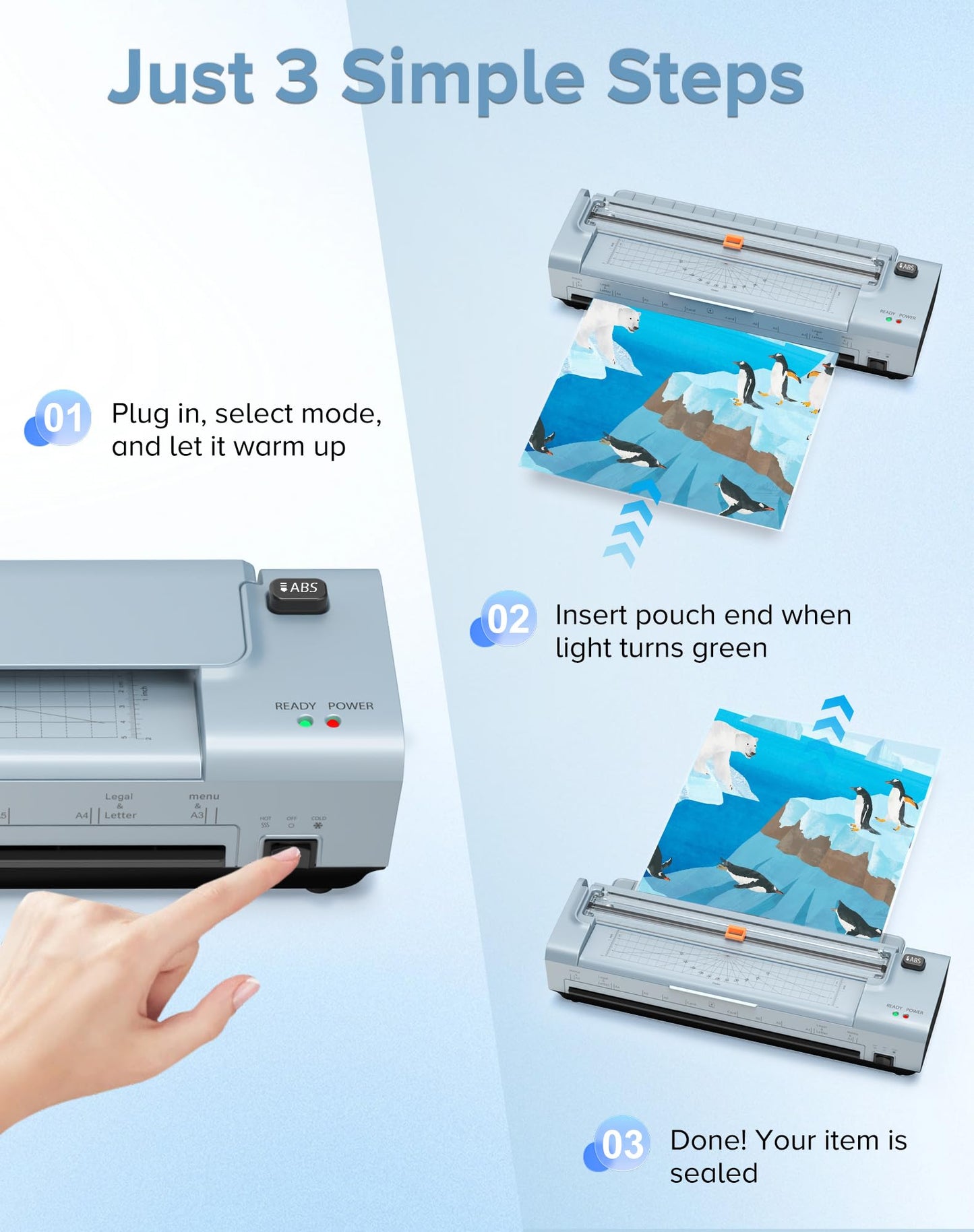 13 Inch Laminator Machine, 11 x 17 Auto Feed Thermal & Cold Laminating Machine with 20 Sheets, Cutter & Corner Rounder for Photos, Letter to Legal, Home Office School, Personal & Commercial (Blue)
