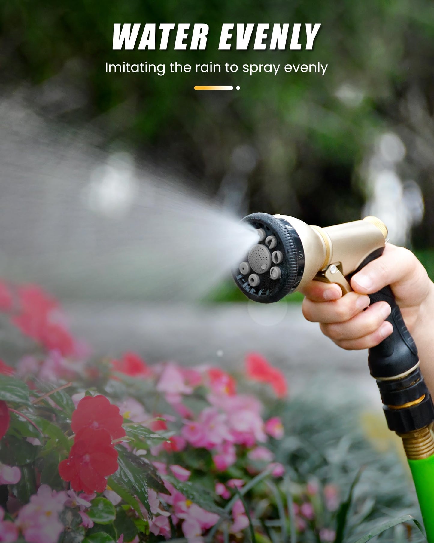 RAINPOINT Garden Hose Nozzle, 9 Spray Patterns Hose Sprayer Nozzle, Heavy Duty Metal Water Hose Nozzle, Adjustable Hand Sprayer, Watering Plants and Lawn, Pet Showering,Gray