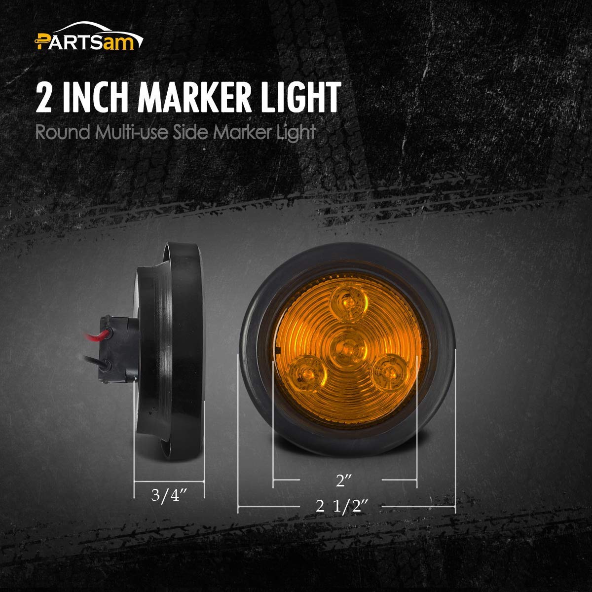 Partsam 12v LED Truck Trailer Light Kit Waterproof,2x 6" Oval Red Stop Turn Tail Brake Lights+14.17" Red 3 Light 9 LED Stainless Steel ID Light Bar+(2xRed+2xAmber) 2" Round 4 LED Side Marker Lamps