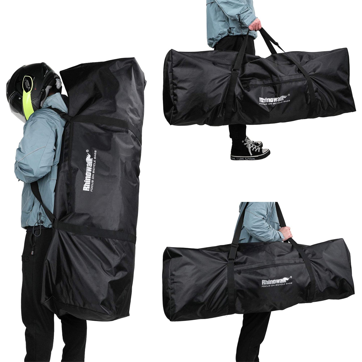 Rhinowalk Foldable E-Scooter Carrying Bag Portable Electric Scooter Storage Bag Transport Case for Outdoor Travel Riding Commuting (Black - 48.8" x 8.7" x 18.1")