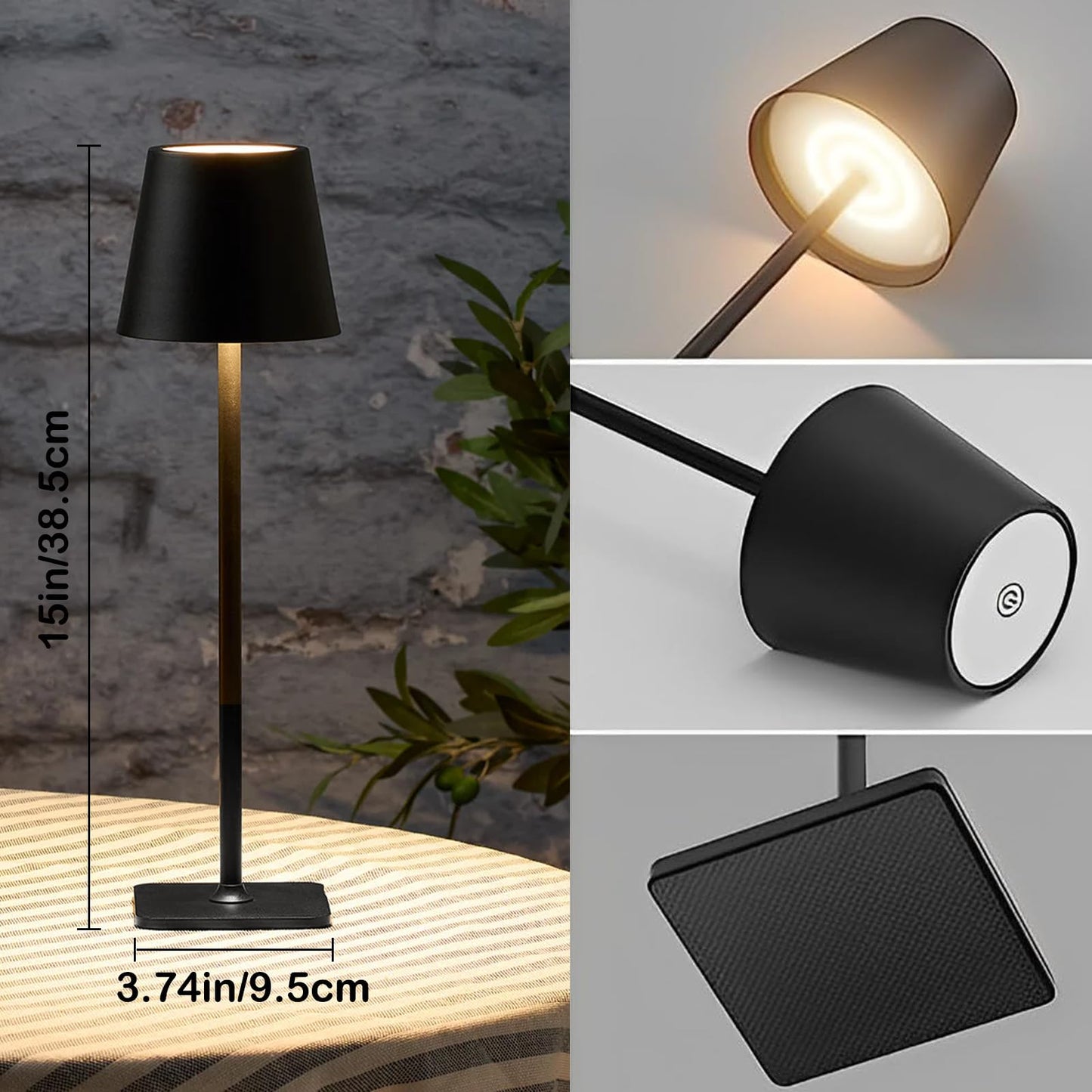 2 Pack Cordless Table Lamp-5500mAh Small Battery Operated Rechargeable Lamp,Waterproof Touch Lamp for Home Bar/Restaurant Dining Desk/Dinner Table/Kitchen,Portable for Outdoor Patio/Camping