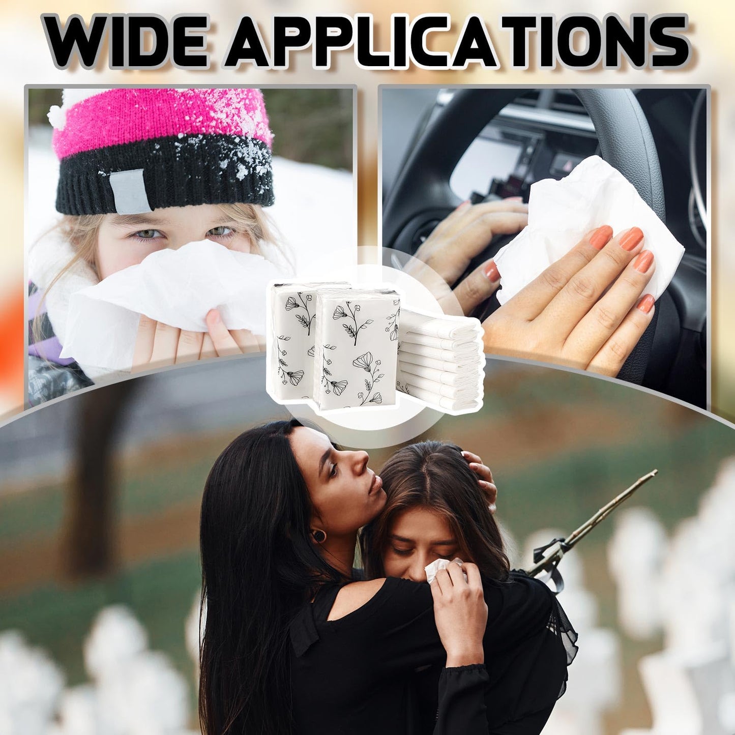Yinder 100 Pcs Pocket Tissues Bulk Wedding Mini Tissues Travel Size Facial Napkin Bulk for Guests 3 Ply Facial Napkins for Wedding Bride Shower Bachelorette Celebration Party Favors