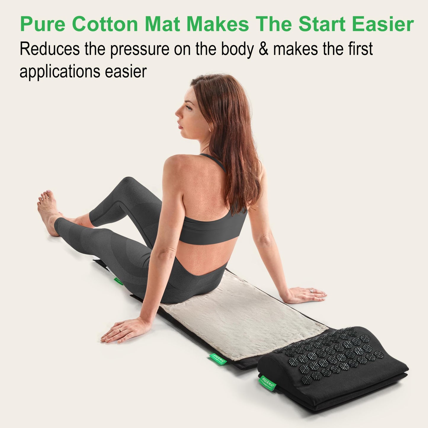 AyurMat Premium Acupressure Mat and Pillow Set - Natural Eco-Friendly Linen & Coconut Fiber,Ergonomic Design,Relieves Stress & Tension,with Carrying Bag,Full Body Pro Set