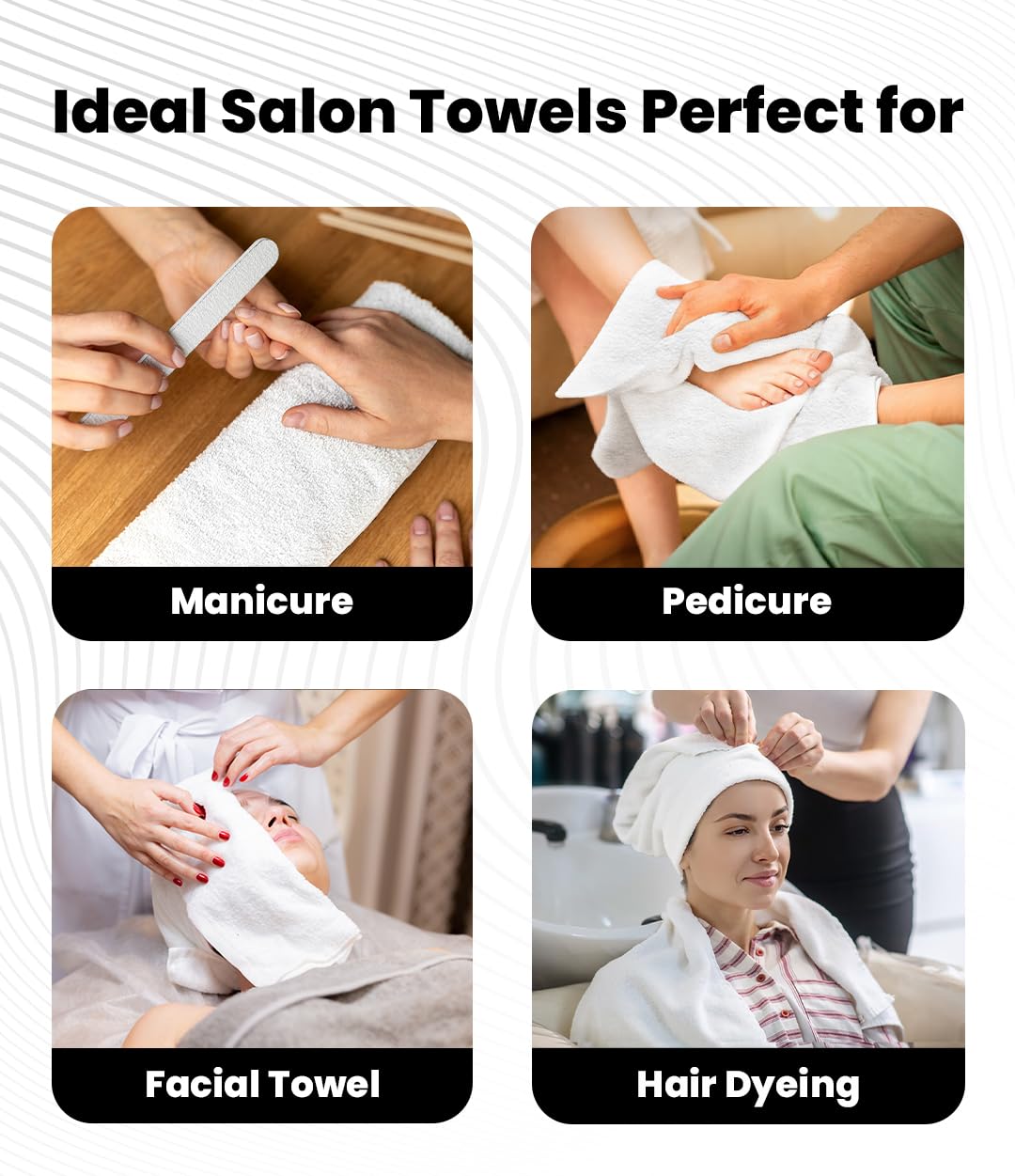 Avalon Towels Salon Towels - White Hand Towels Bulk 24 Pack - 100% Cotton Hand Towels 16x27 inches - Absorbent Spa Towels, Facial Towels, Face Towels & Gym Towels for Working Out (Not Bleach Proof)
