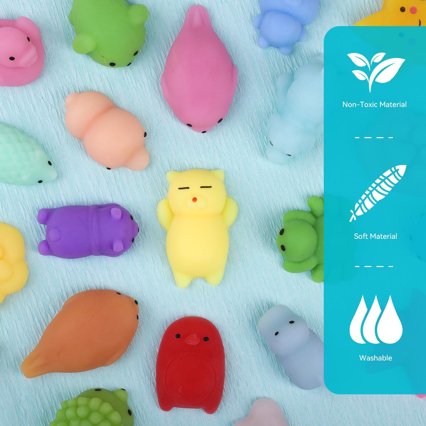 ASONA 200 Pcs Mochi Squeeze Animal Toys (Random) Kawaii Squeeeze Toy Set for Kids, Mini Soft Stress Relief Toys for Gifts Birthday Party Favors, Classroom Prize, Pinata Loot Goodie Bag Fillers
