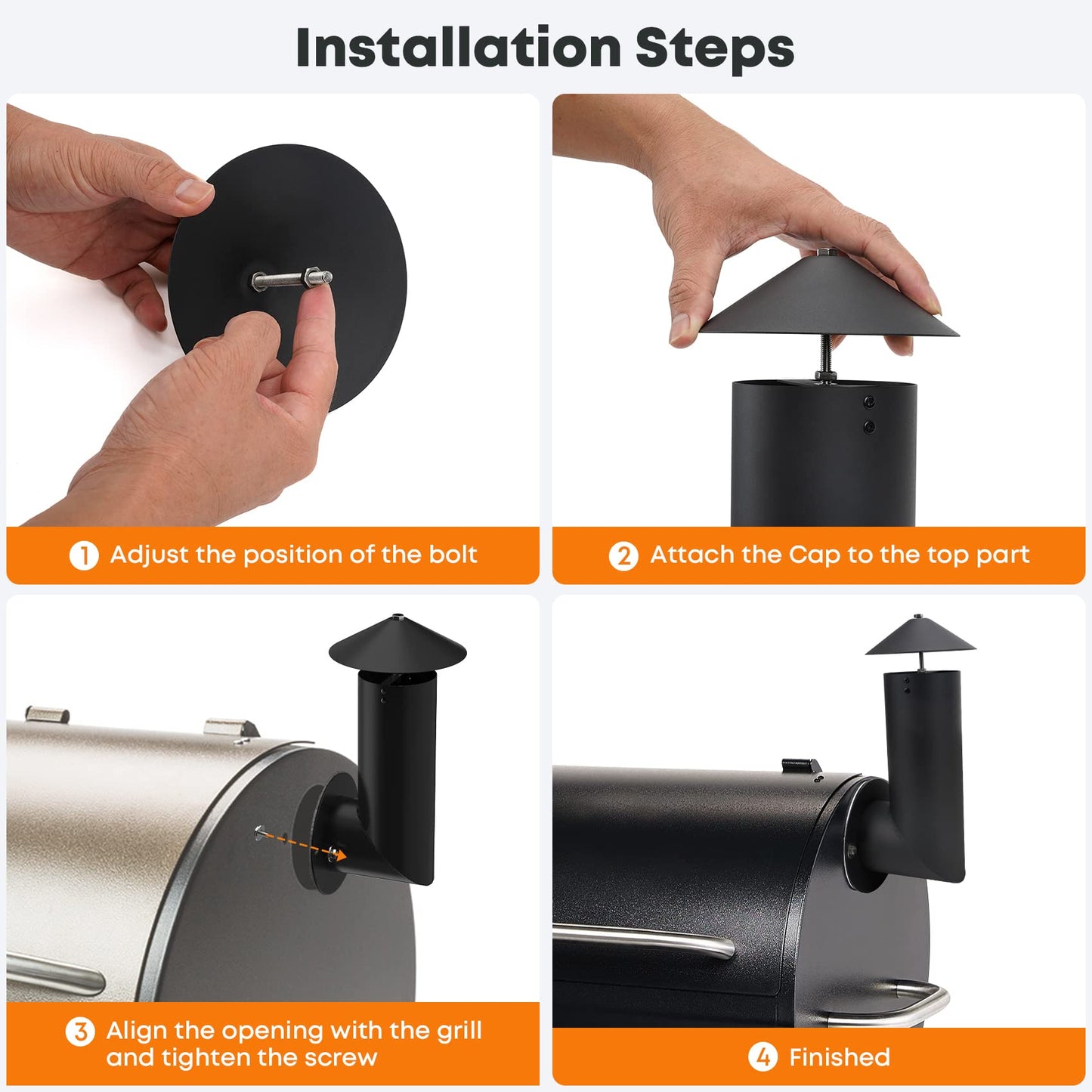 Stanbroil Grill Smoke Stack Compatible with Pit Boss, Traeger, Camp Chef and Other Pellet Smokers, Black