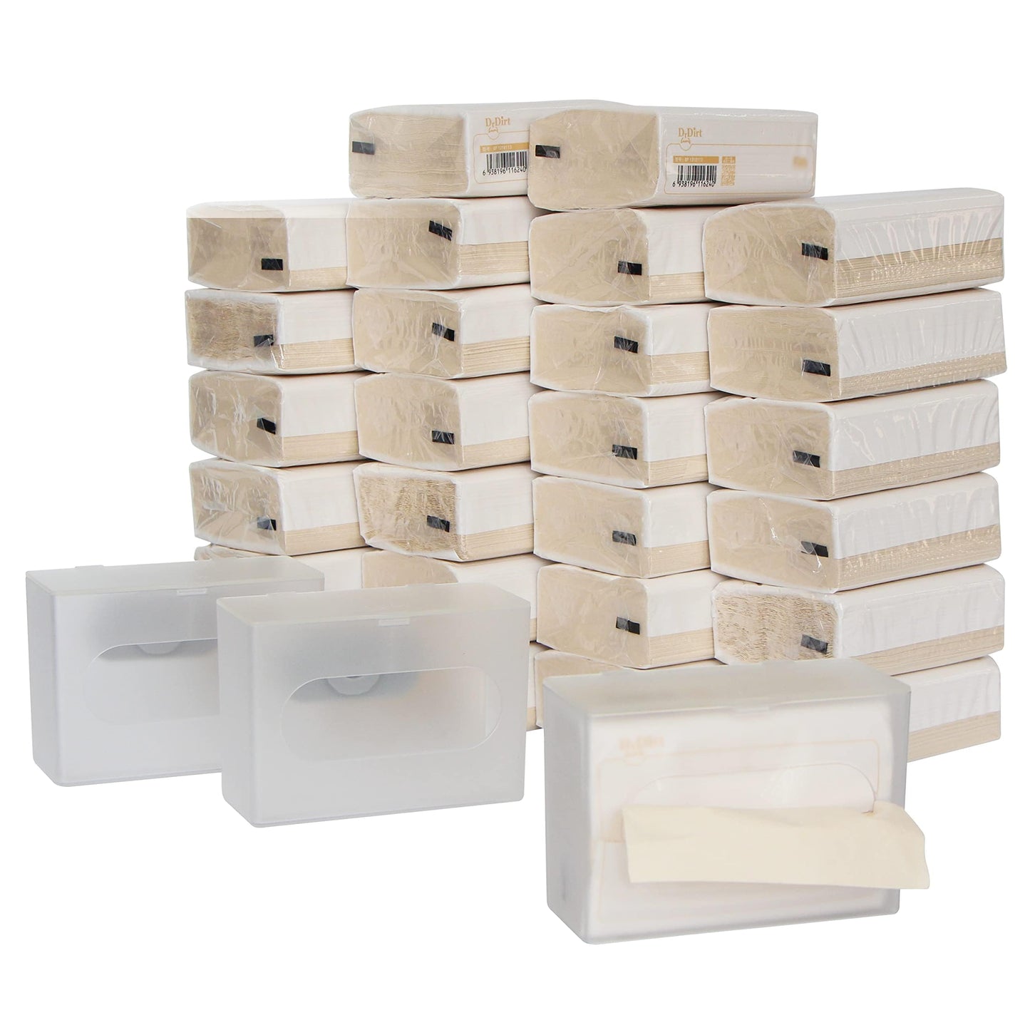 Dr.Dirt Bamboo Facial Tissues 27 Packs 110 tissues per Box with 3 Storage Boxes Soft Eco-Friendly Natural Simple Design