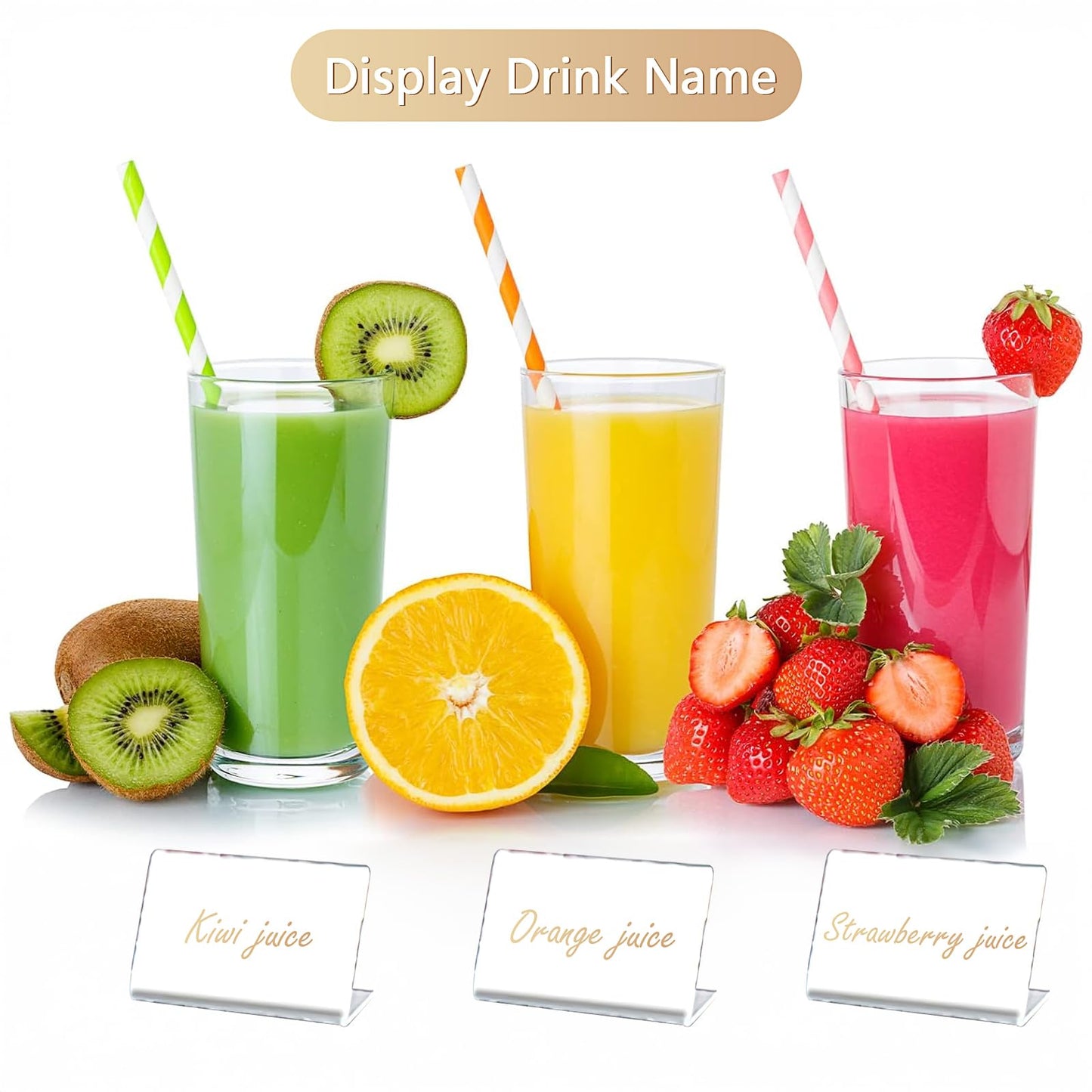 120 Pack Mini Acrylic Sign Display Holder 3.15x2 Inch Clear Price Display Holder Small Price Card Holder L Shape Stand Up Label Sign Holder for Weddings, Buffet, Birthday Parties, Bakery and Retail