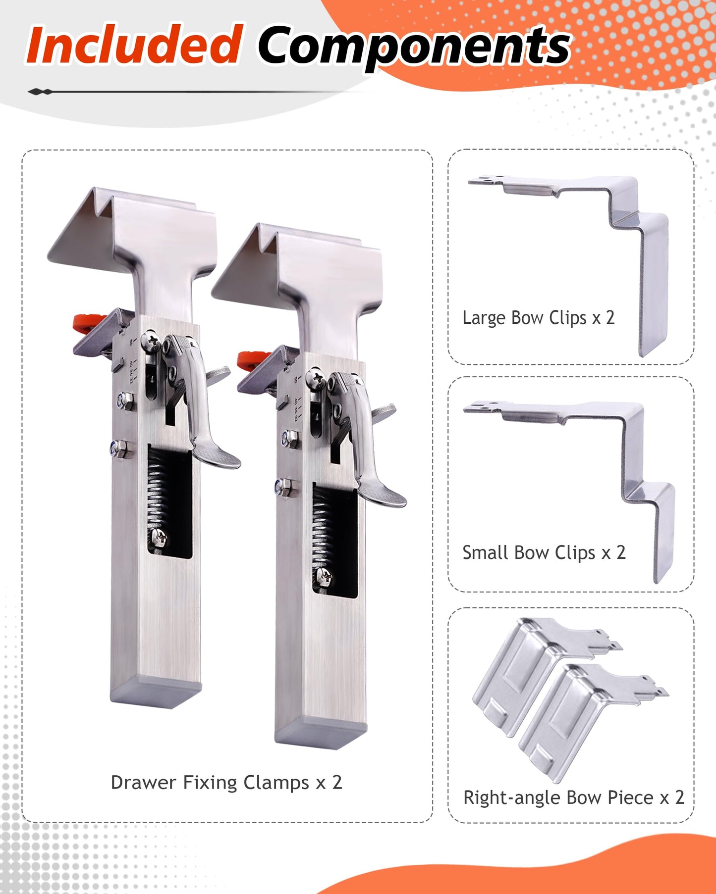 Drawer Front Installation Clamps, Stainless Steel Adjustable Drawer Fixing Clamp, Woodworking Tools for Drawer Panel Mounting with Single Press, Drawer Fixing Clips for Consistent Gaps
