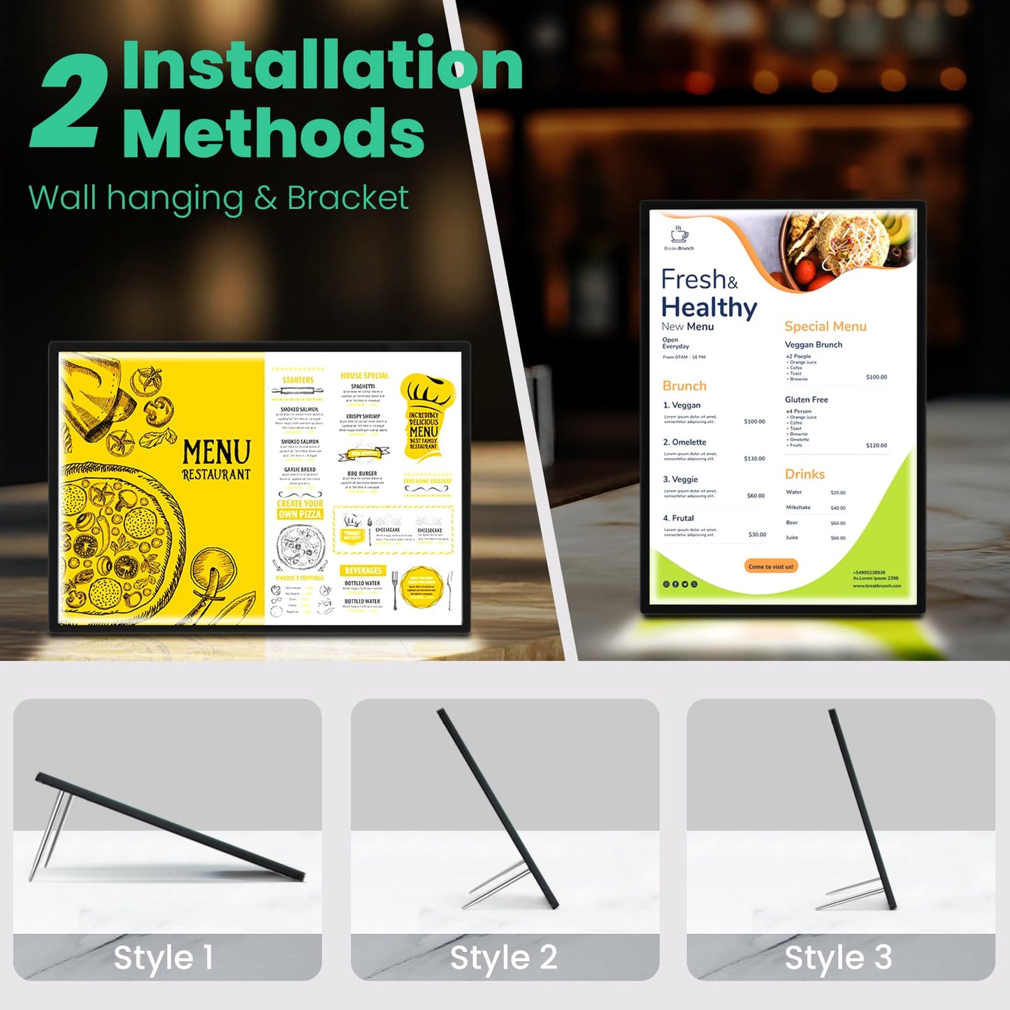 PUEGA 8.5x11 Tabletop LED Sign Holder Light Up Menu Board Backlit Poster Advertising Display Light Box for Restaurant, Bar, Hotel, Events, Store, Office, Wedding