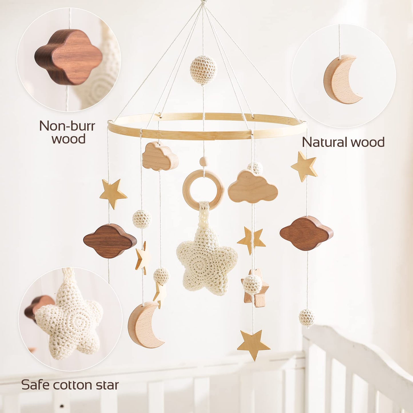 Starry Sky Mobile for Crib, Handmade Nursery Mobile, Baby Bedroom Hanging Decoration Toy