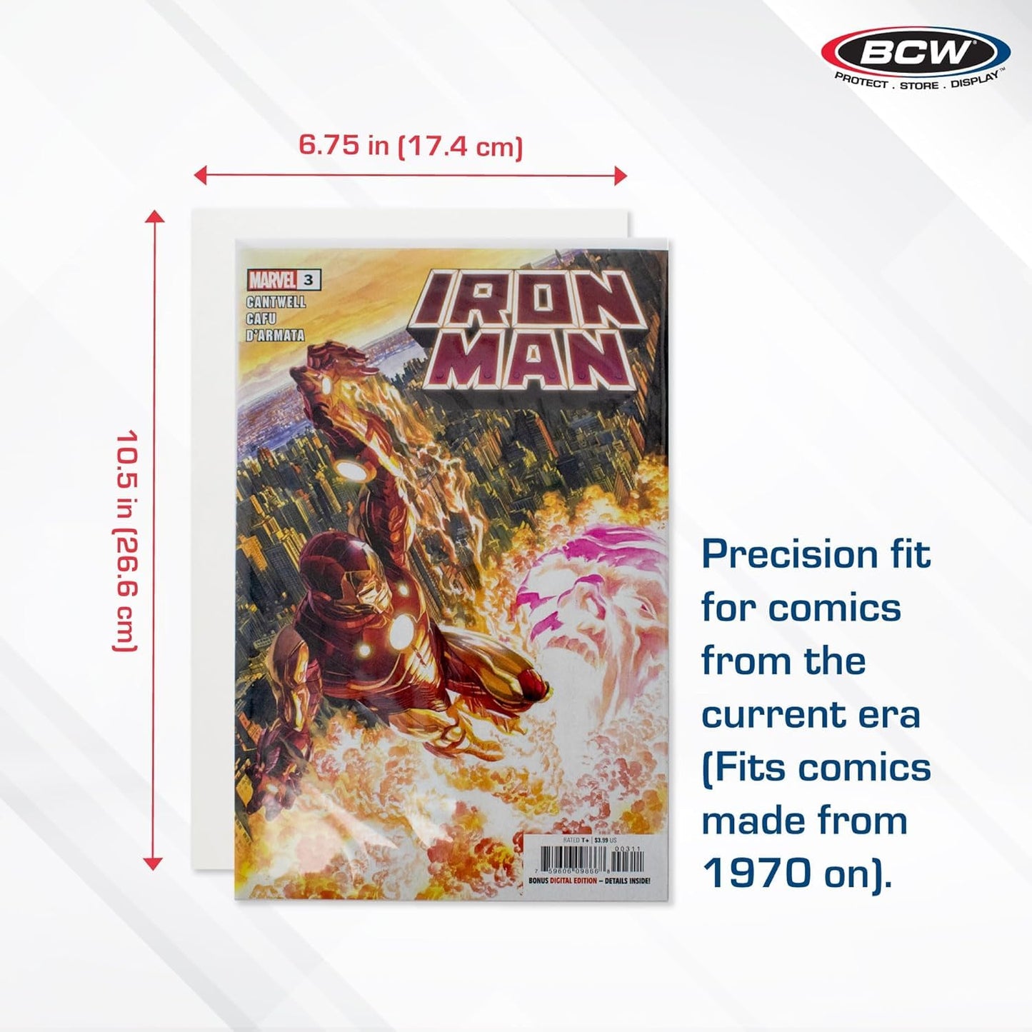 BCW Current Comic Book Backing Boards - 200 Pack | 24 pt., Coated, Buffered with 3% Calcium Carbonate | Precision Cut for Current Comic Bags | Long-Term Comic Book Storage