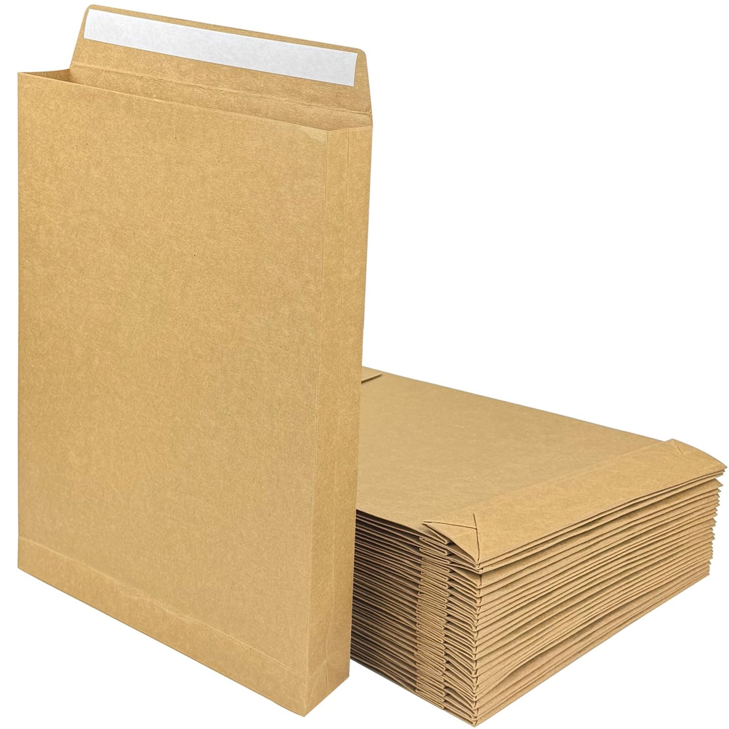 Neehows 25 Pack Expandable Large Kraft Envelopes, 9.3" x 13" Big Mailing Envelopes Self Seal Anti Tear Catalog Envelopes for Business Office Paper Documents File Storage - Brown