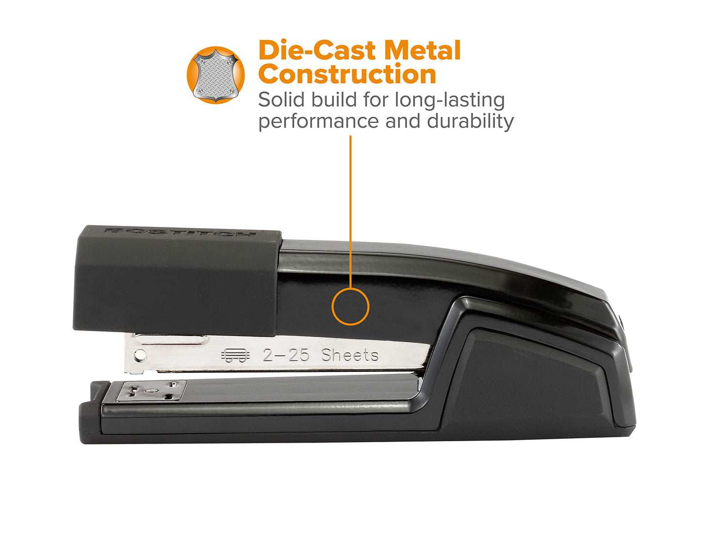 Bostitch Premium Metal Executive Stand-Up Desktop Stapler, Chrome (B3000)
