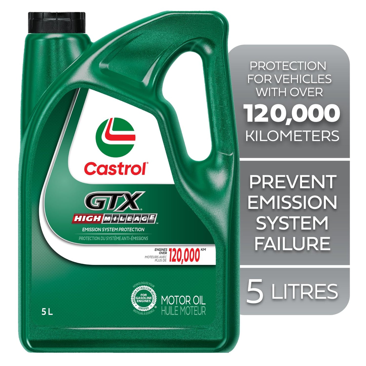 Castrol GTX High Mileage 5W-20, 5 Litres | Made in Canada