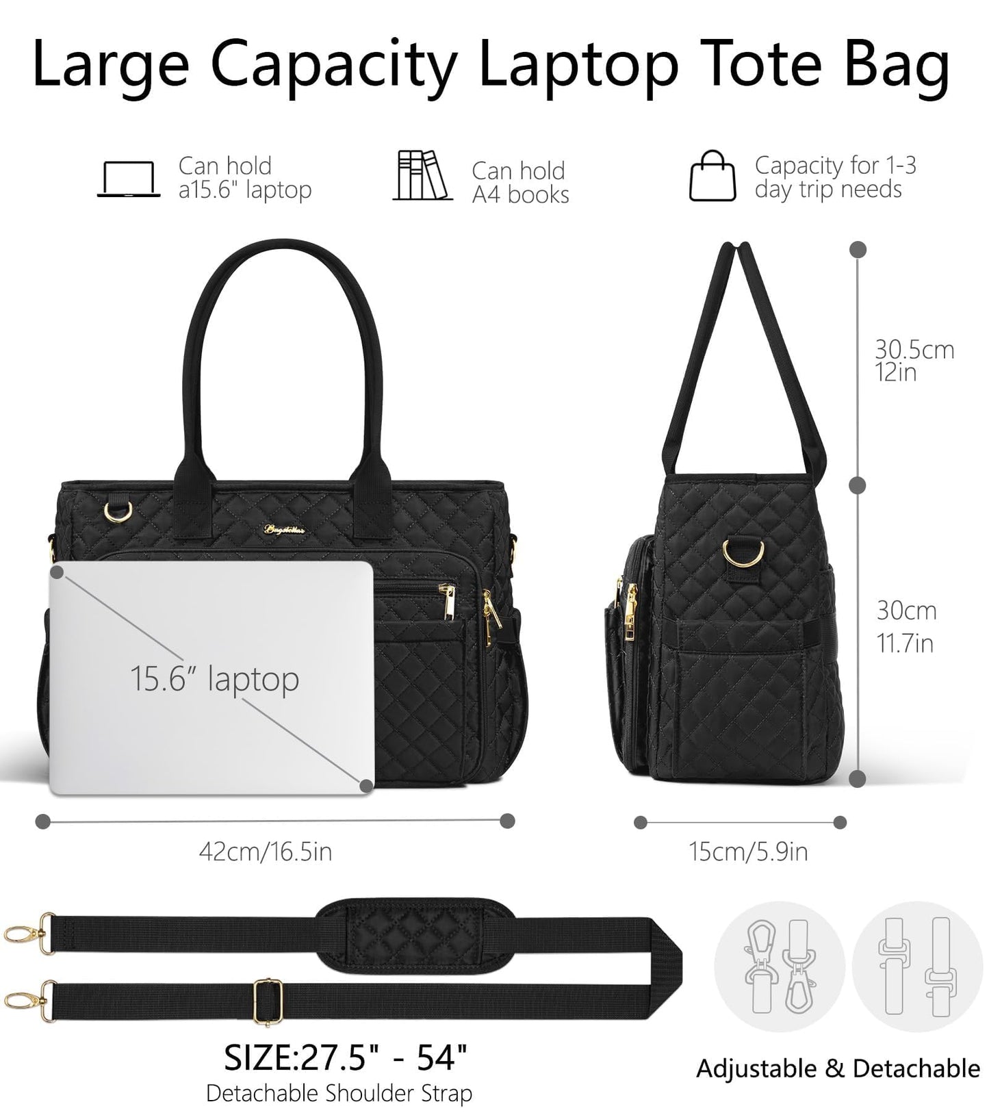 Teacher Tote Bag for Women, 15.6 inch Laptop Work Tote Bag Nurse Bag With Large Cup Holder & Insulated Pocket Professional Computer Handbag Laptop Briefcase for Office, College, Nursing, Travel, Gifts