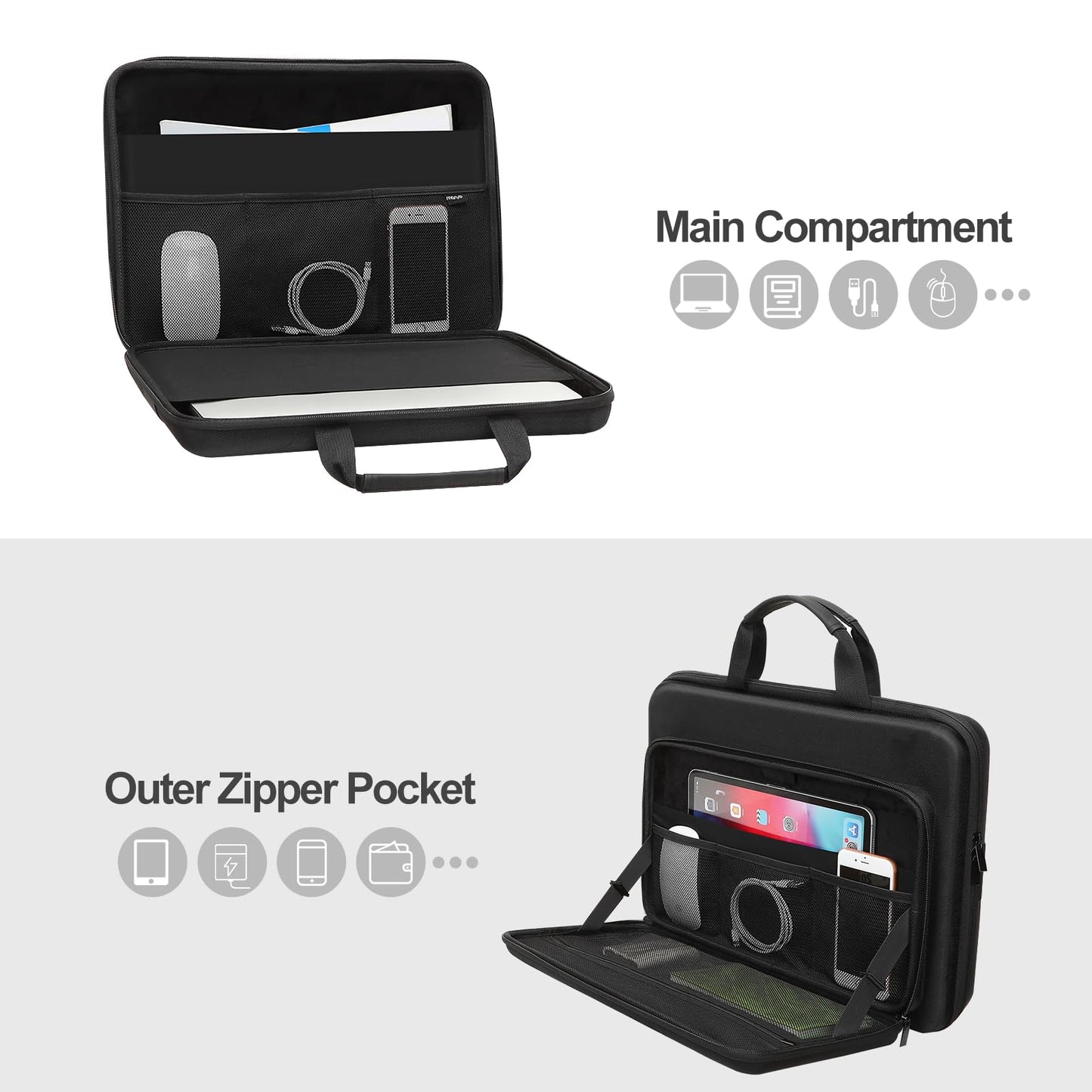 MOSISO 17-17.3 inch Laptop Hard Case, 17 inch Shockproof Waterproof Laptop Case Hard Shell Compatible with MacBook HP Dell, Carrying Sleeve Computer Bag with Sturdy Handle&Front Pocket&Belt, Black
